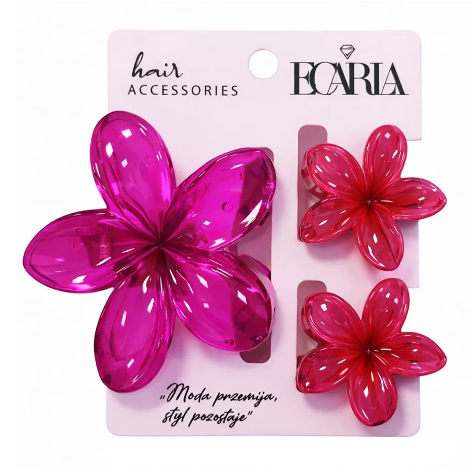 zestaw trzech spinek do włosów w kształcie kwiatów hawajskich Vacay Flower SP445 Ombre