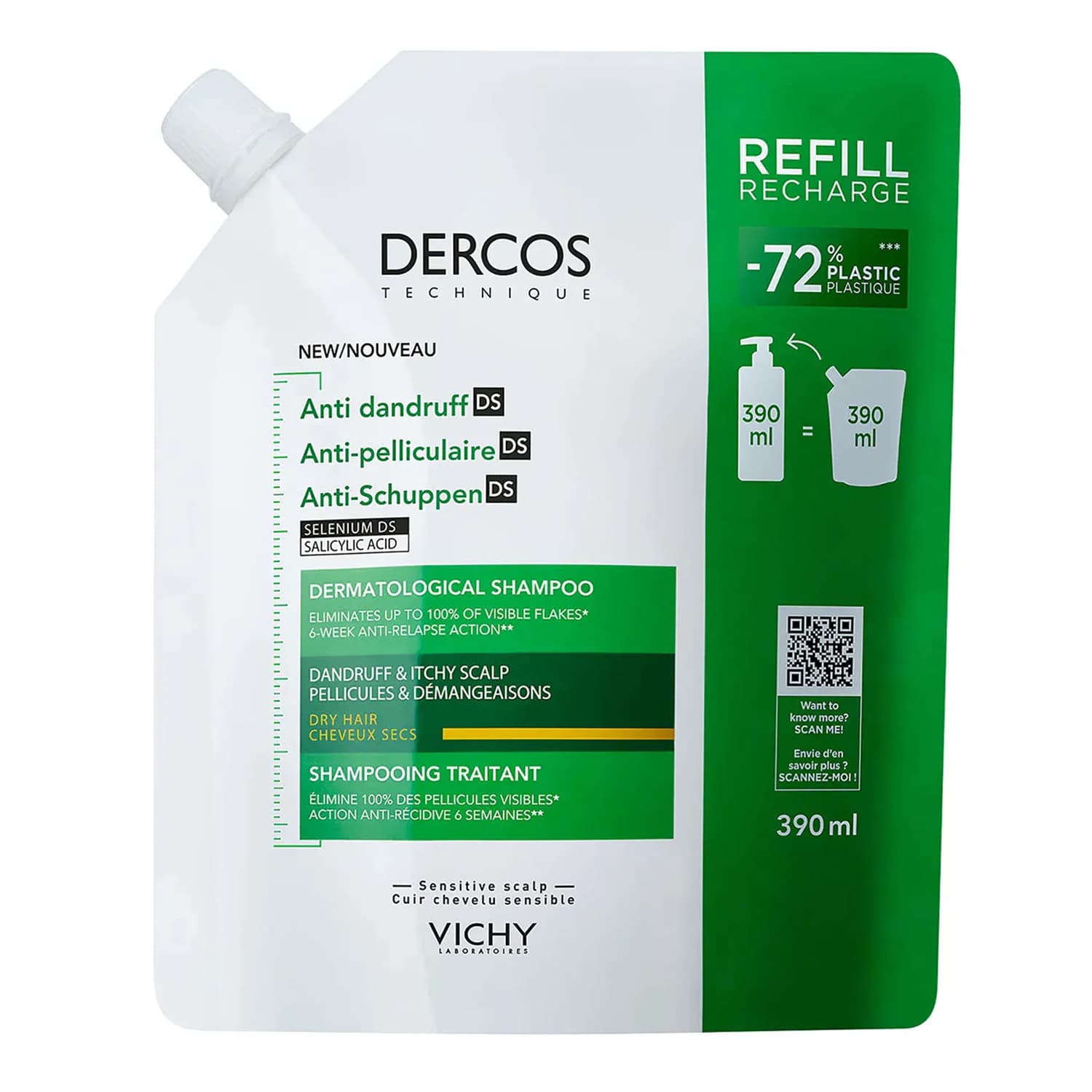 Dercos szampon przeciwłupieżowy do włosów suchych Refill