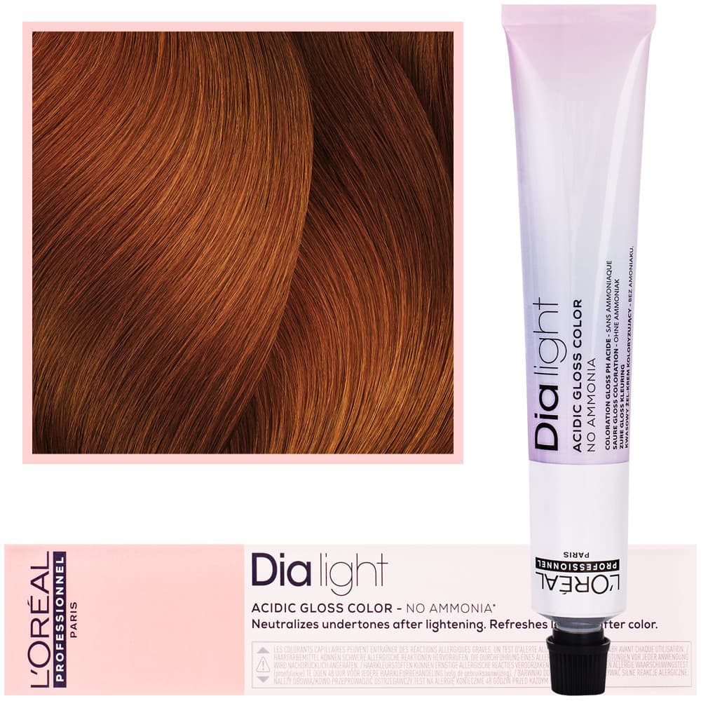 Dia Light - profesjonalna trwała farba do włosów, 7.40 Blond Miedziany Intensywny