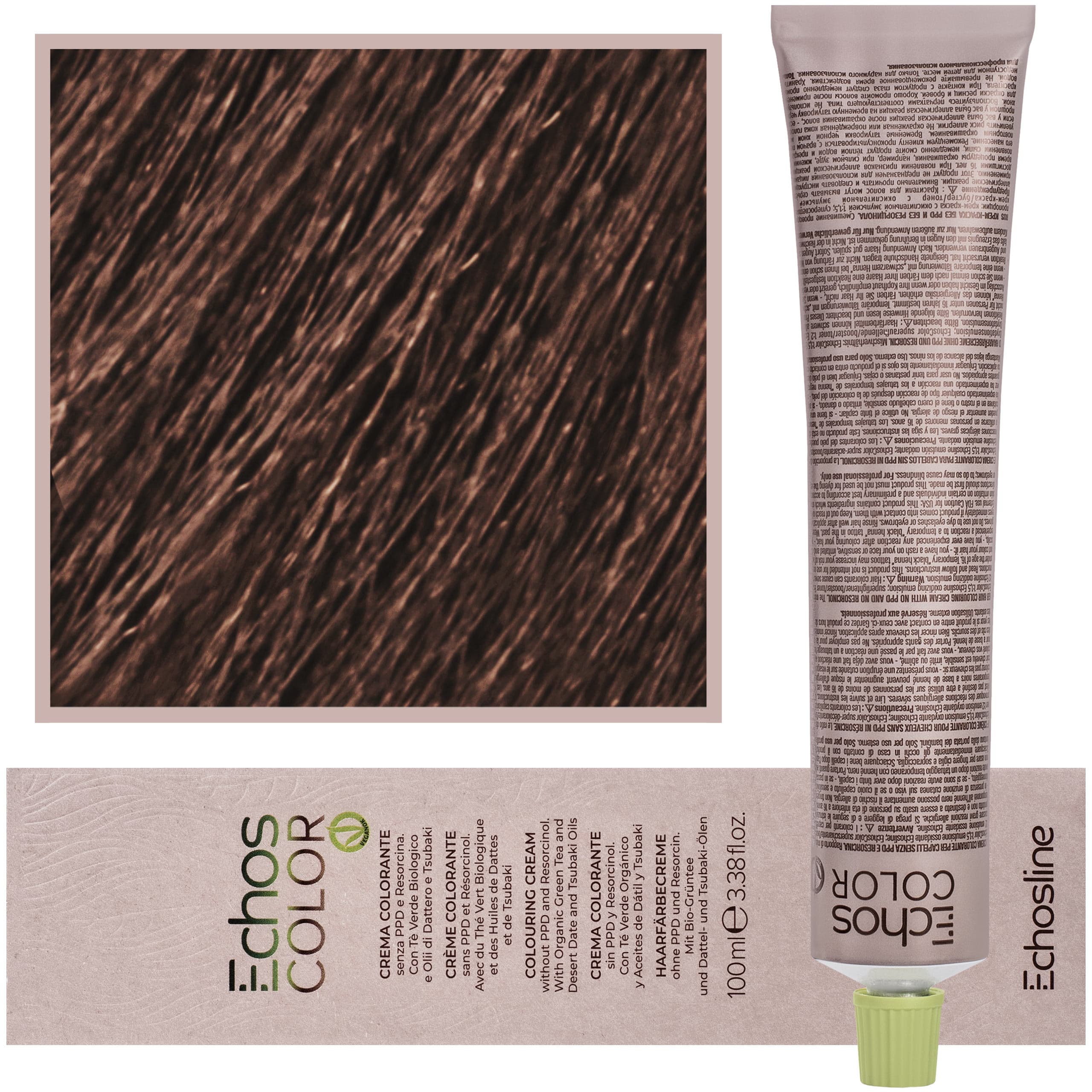 Echos Color Colouring Cream - wegańska farba do włosów, 7,7 | Brązowy Średni Blond