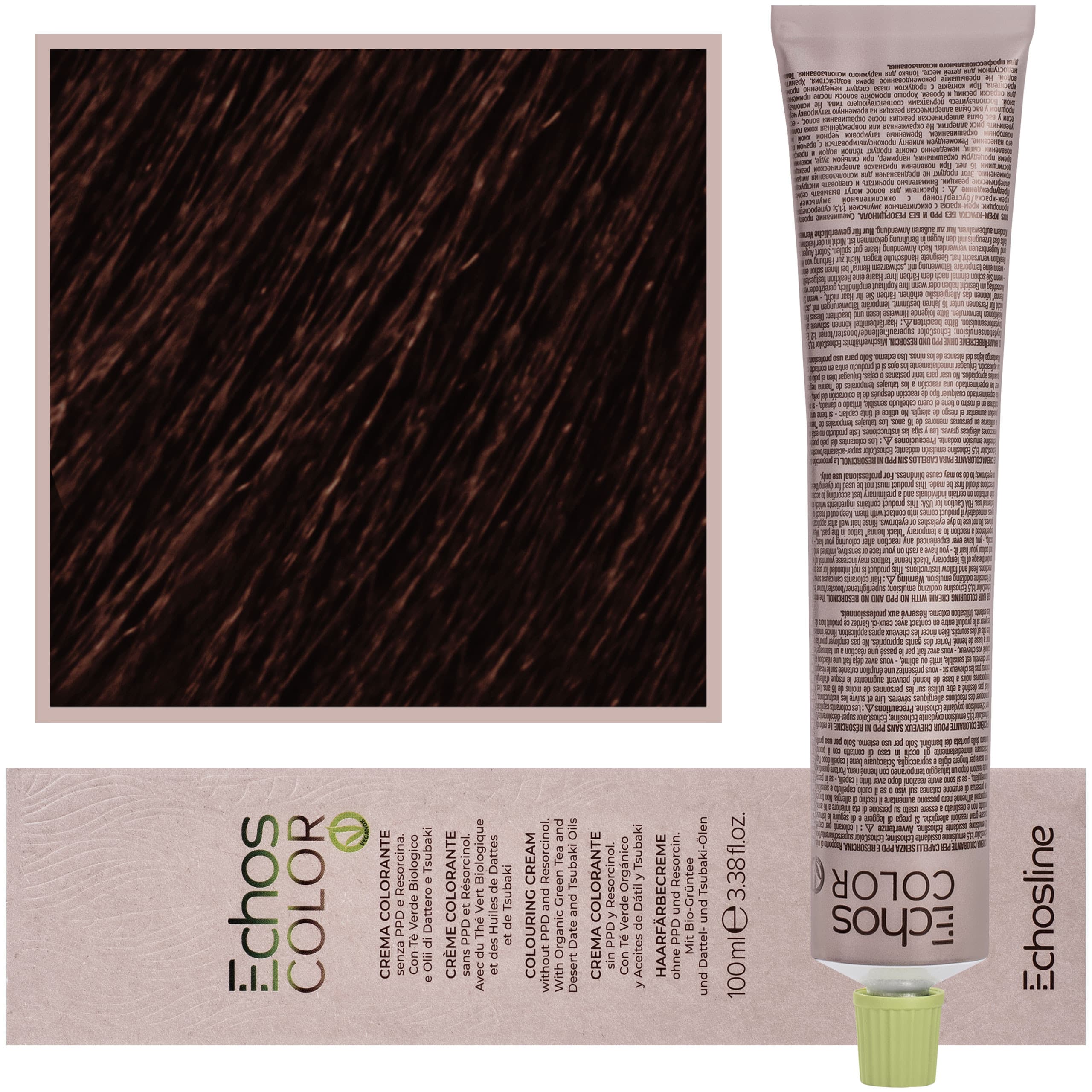 Echos Color Colouring Cream - wegańska farba do włosów, 7,72 | Ciepły Brązowy Średni Blond