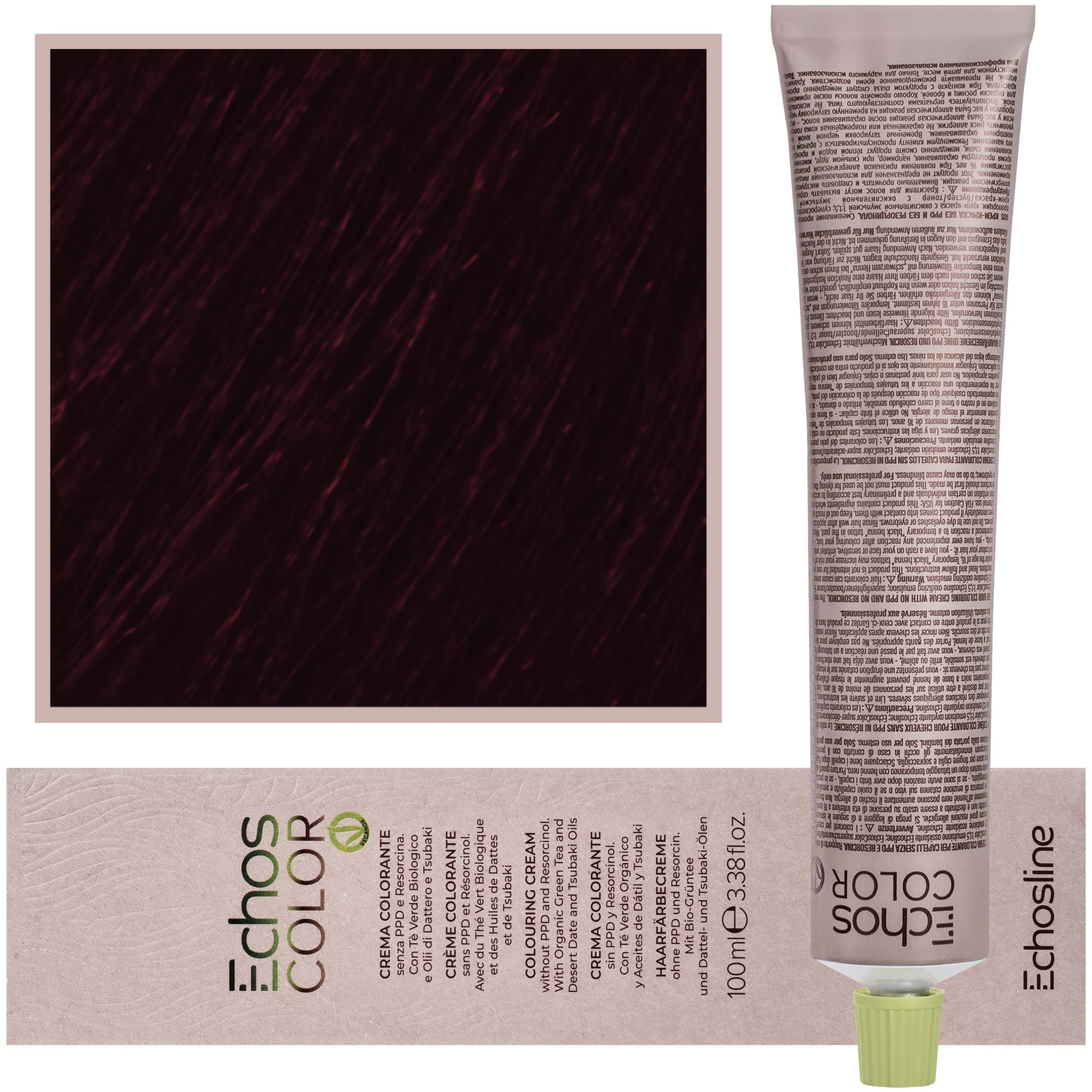 Echos Color Colouring Cream - wegańska farba do włosów, 4,55 | Mahoniowy Średni Kasztan
