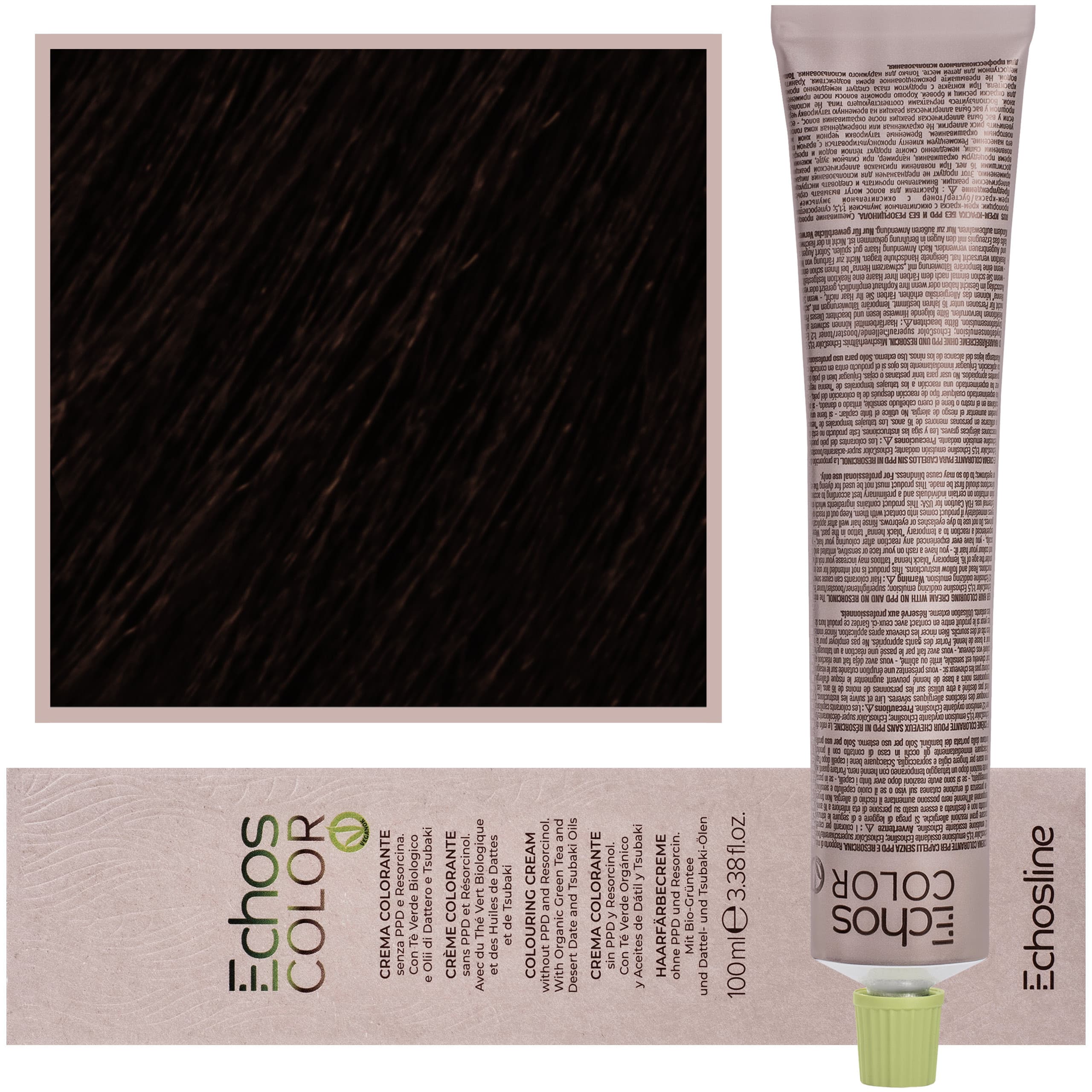 Echos Color Colouring Cream - wegańska farba do włosów, COLD 4,7 | Zimny Brązowy Średni Kasztan