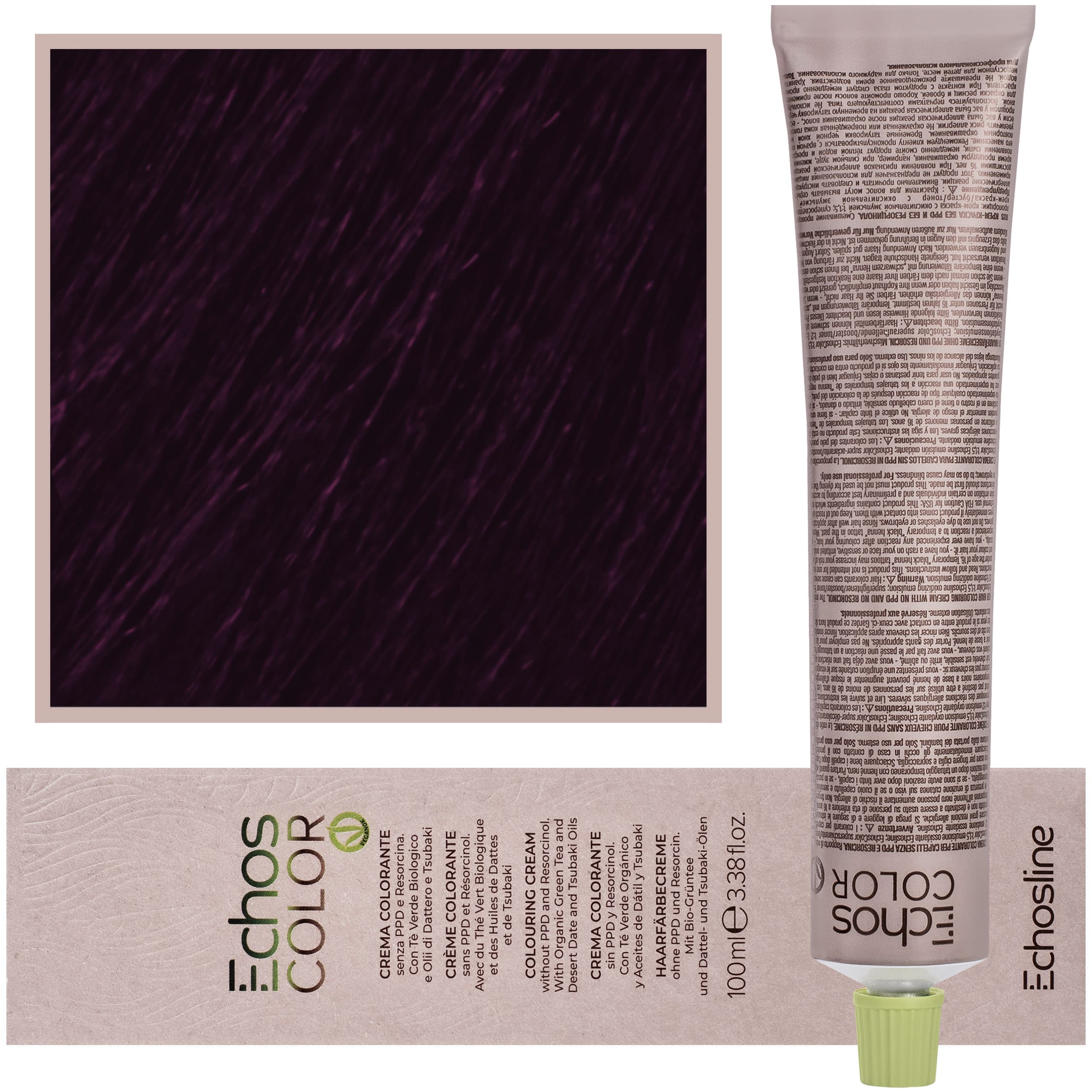 Echos Color Colouring Cream - wegańska farba do włosów, 5,22 | Intensywny Fioletowy Jasny Kasztan