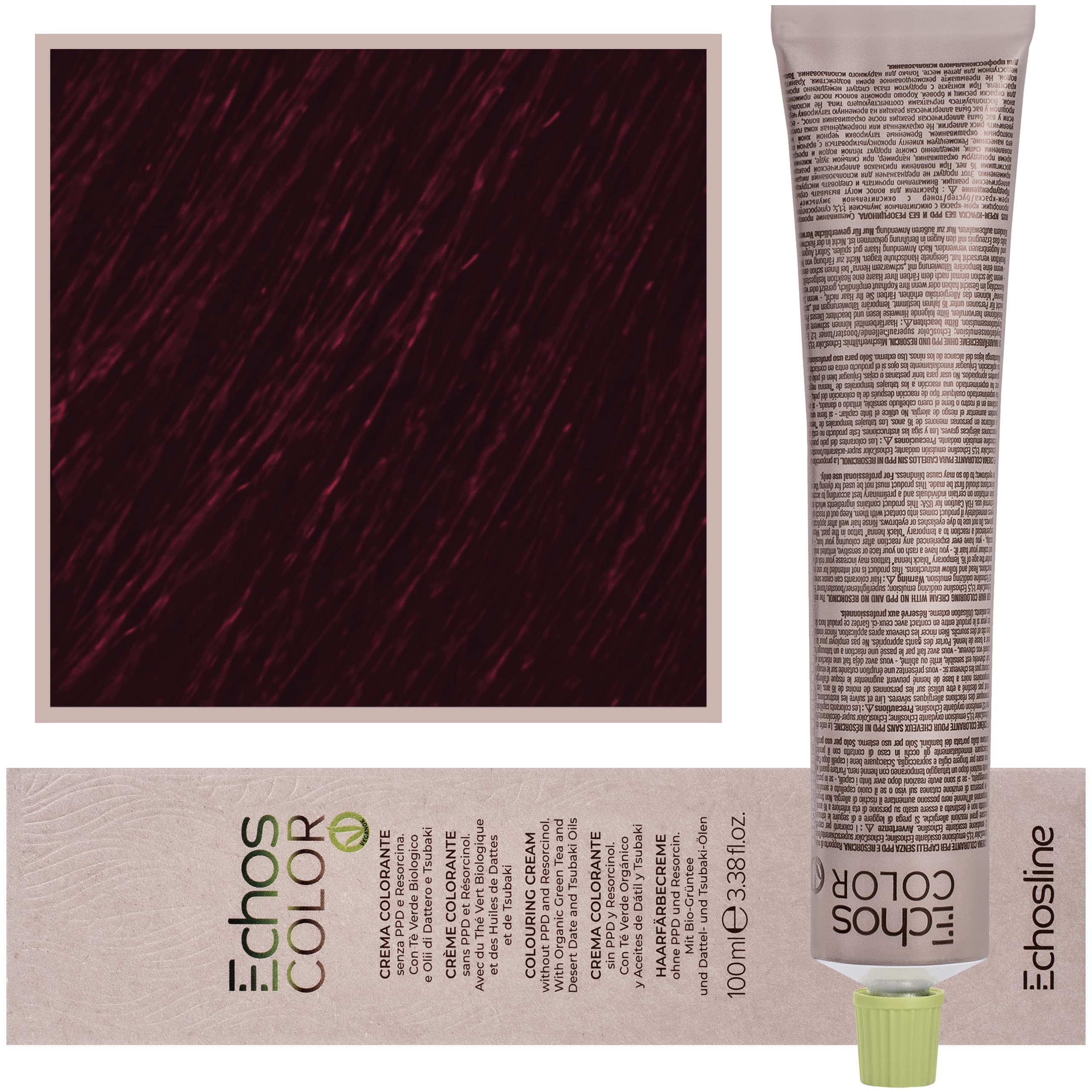 Echos Color Colouring Cream - wegańska farba do włosów, 5,55 | Mahoniowy Jasny Kasztan