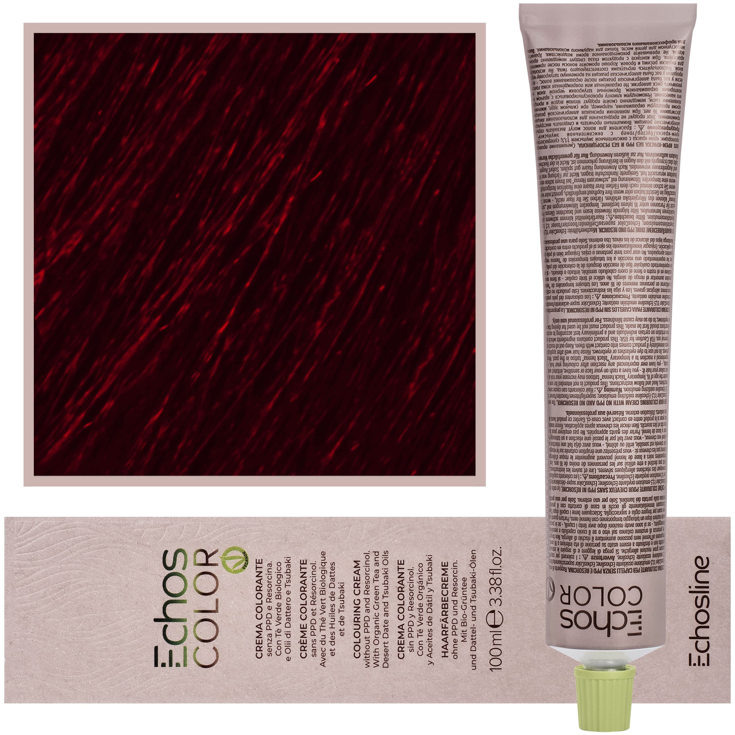 Echos Color Colouring Cream - wegańska farba do włosów, 5,66 | Intensywny Czerwony Jasny Kasztan