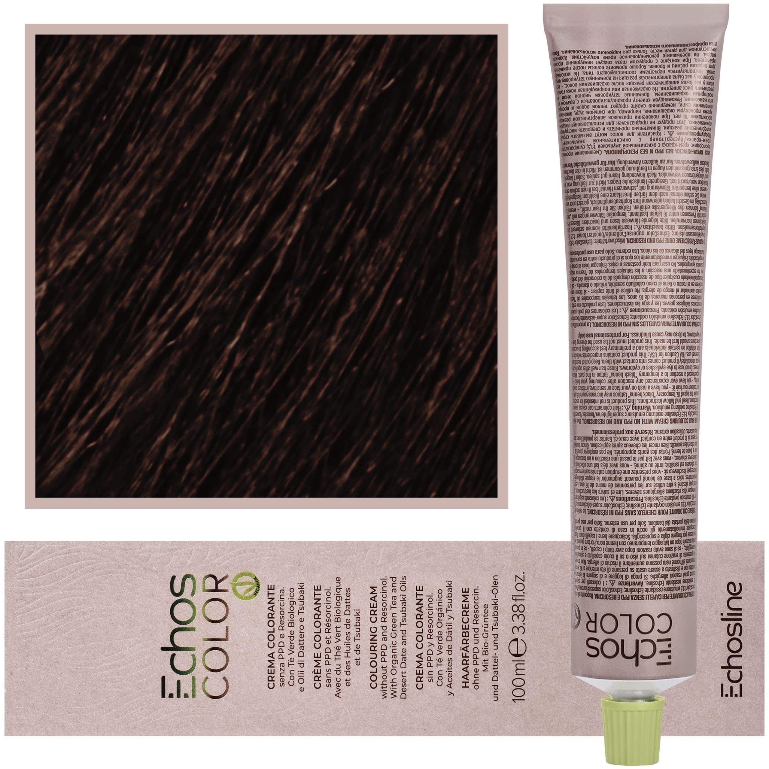 Echos Color Colouring Cream - wegańska farba do włosów, 5,7 | Brązowy Jasny Kasztan