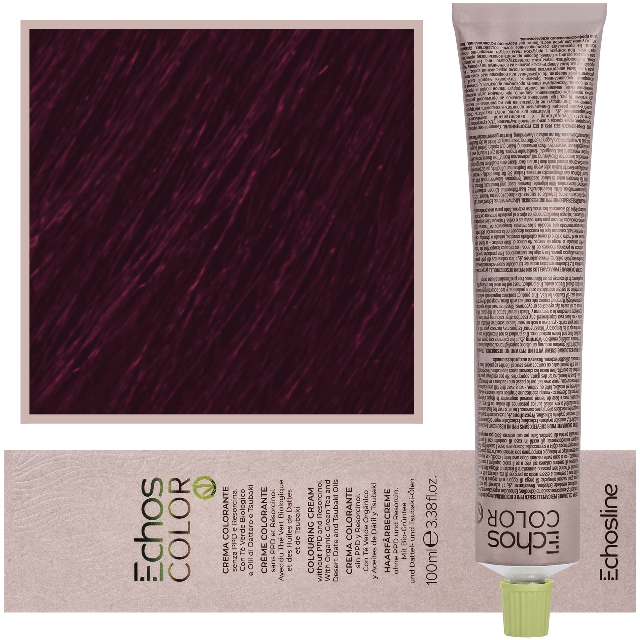 Echos Color Colouring Cream - wegańska farba do włosów, 6,26 | Fioletowy Czerwony Jasny Kasztan