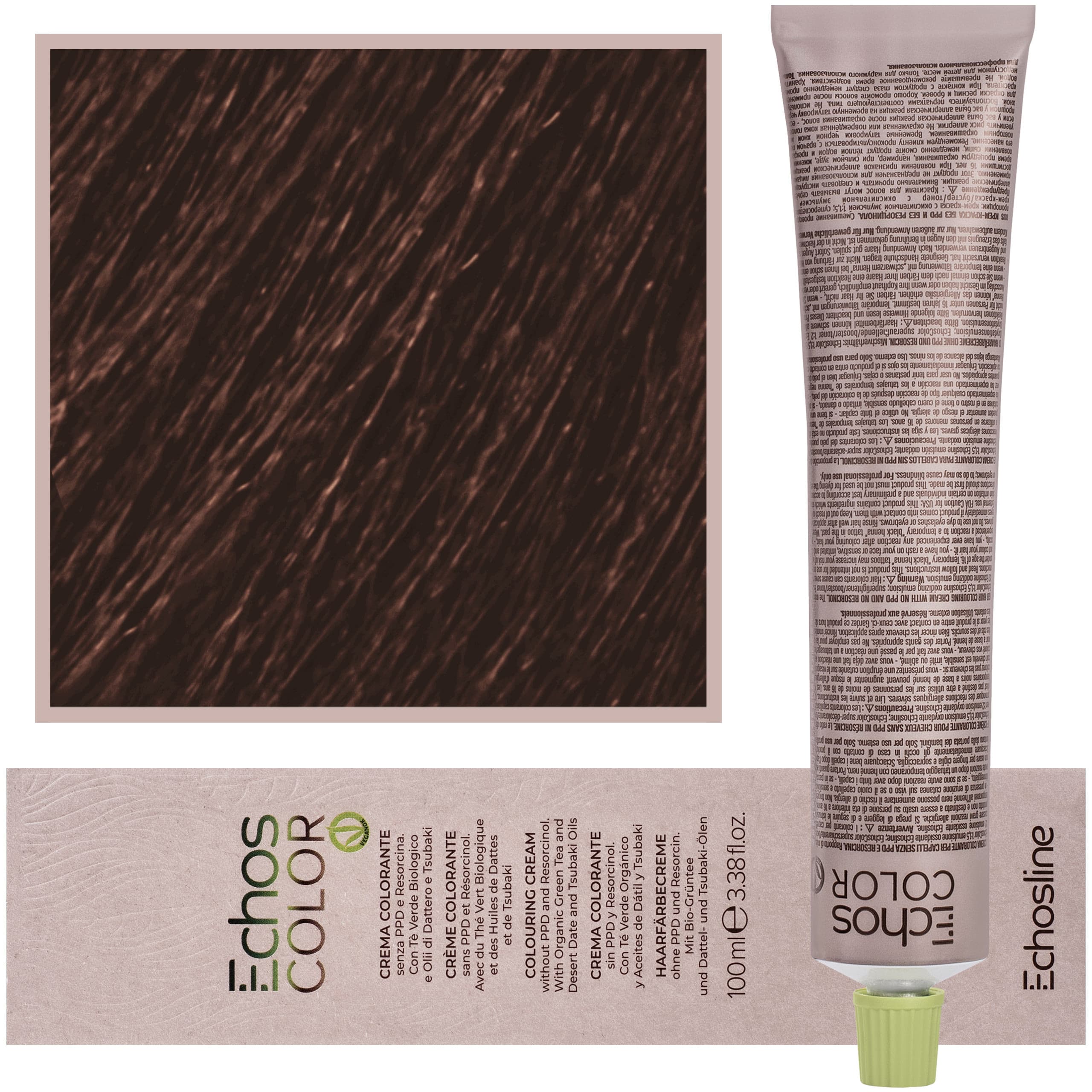 Echos Color Colouring Cream - wegańska farba do włosów, 6,43 | Miedziany Złoty Ciemny Blond