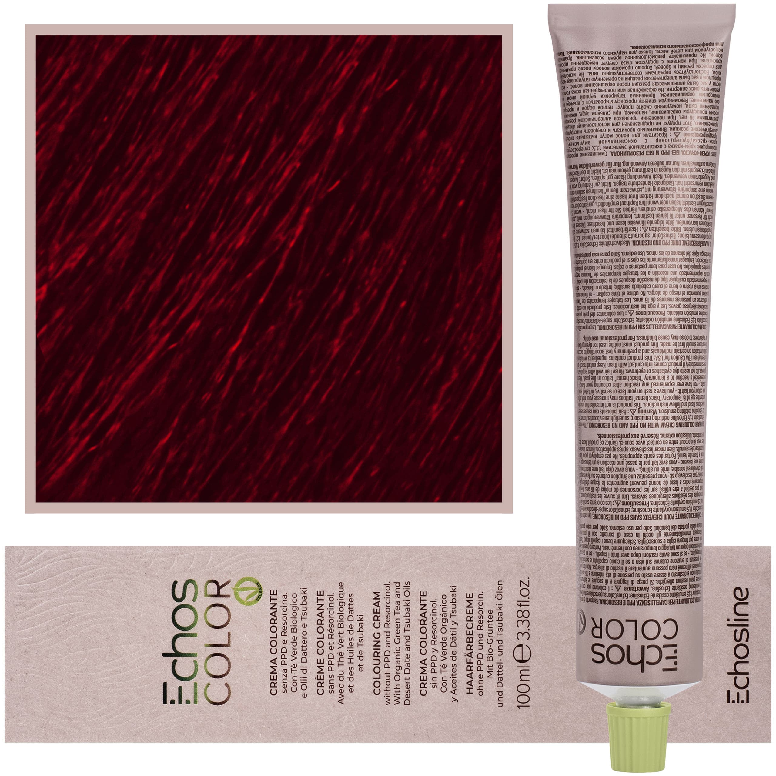 Echos Color Colouring Cream - wegańska farba do włosów, 6,66 | Intensywny Czerwony Ciemny Blond