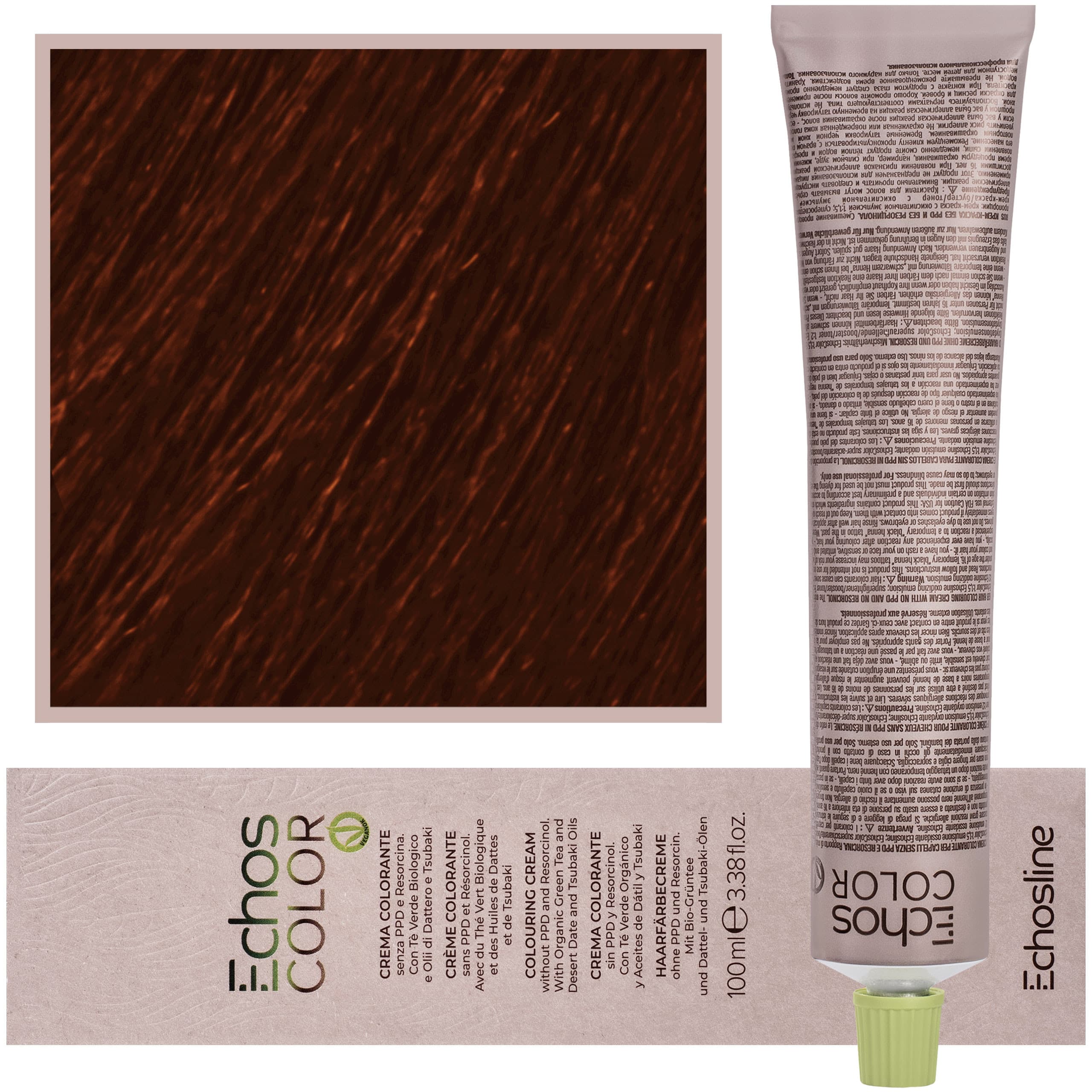 Echos Color Colouring Cream - wegańska farba do włosów, 7,4 | Miedziany Średni Blond