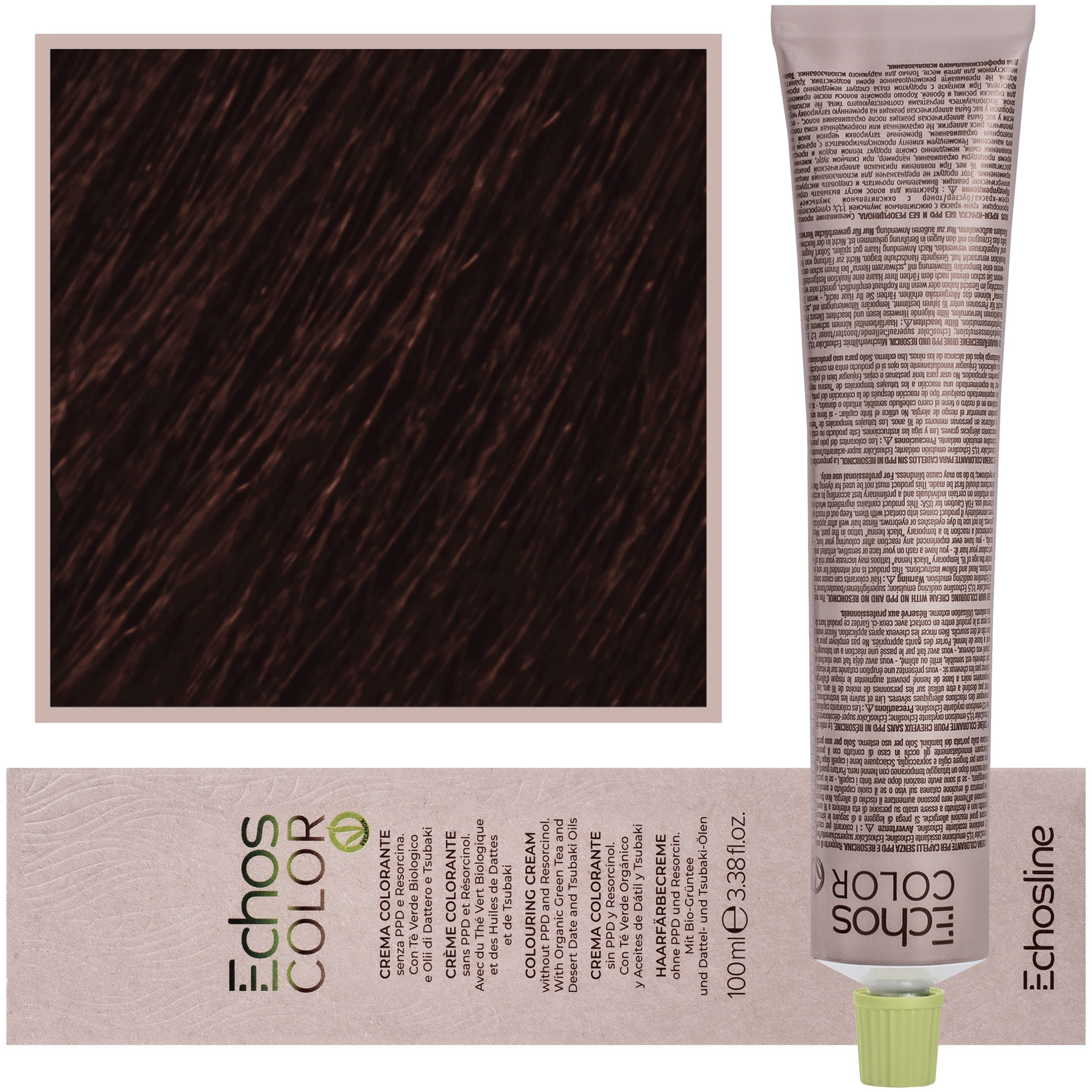 Echos Color Colouring Cream - wegańska farba do włosów, 7,43 | Miedziany Złoty Średni Blond