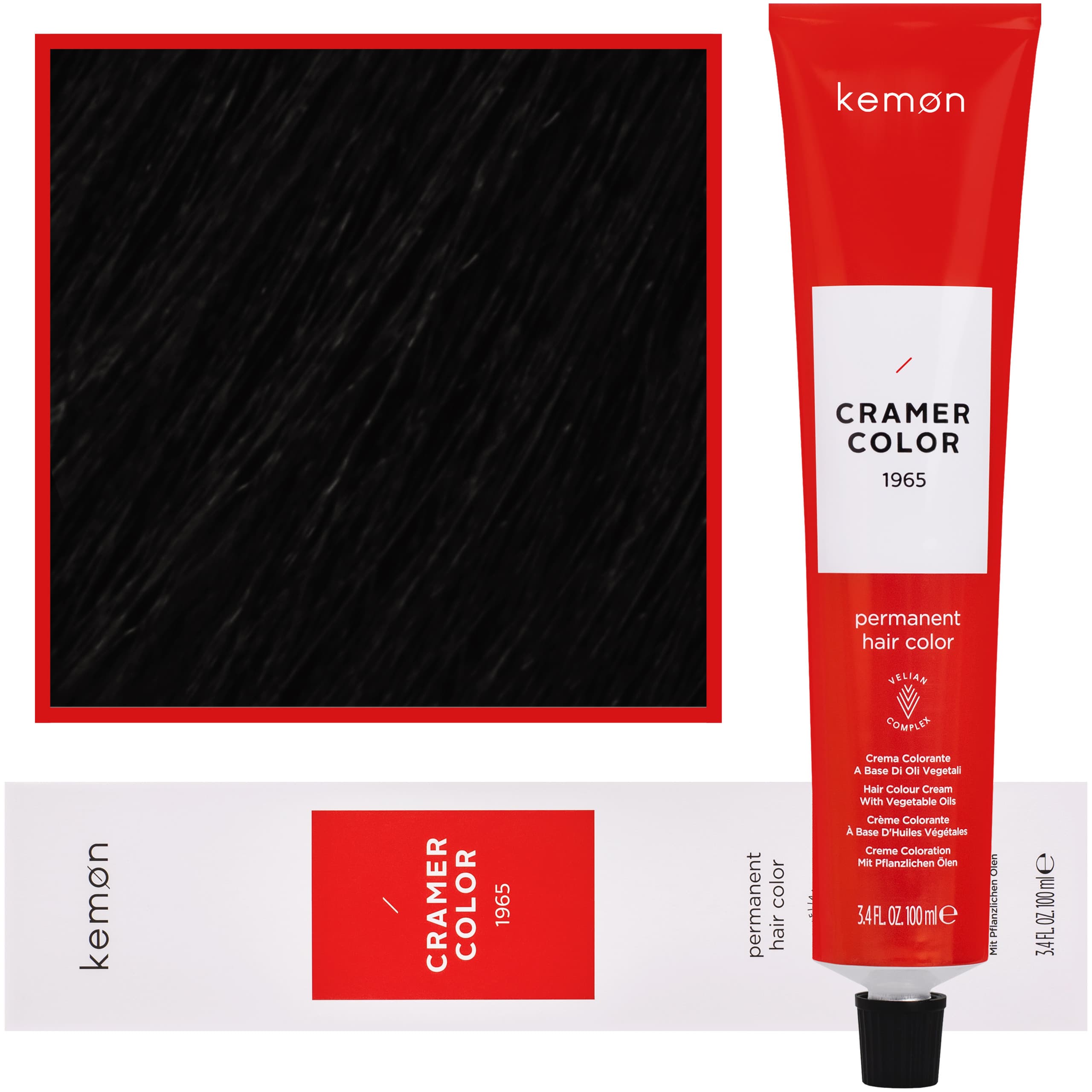 Cramer Color - kremowa farba do włosów z olejem kokosowym, 1 | Czarny