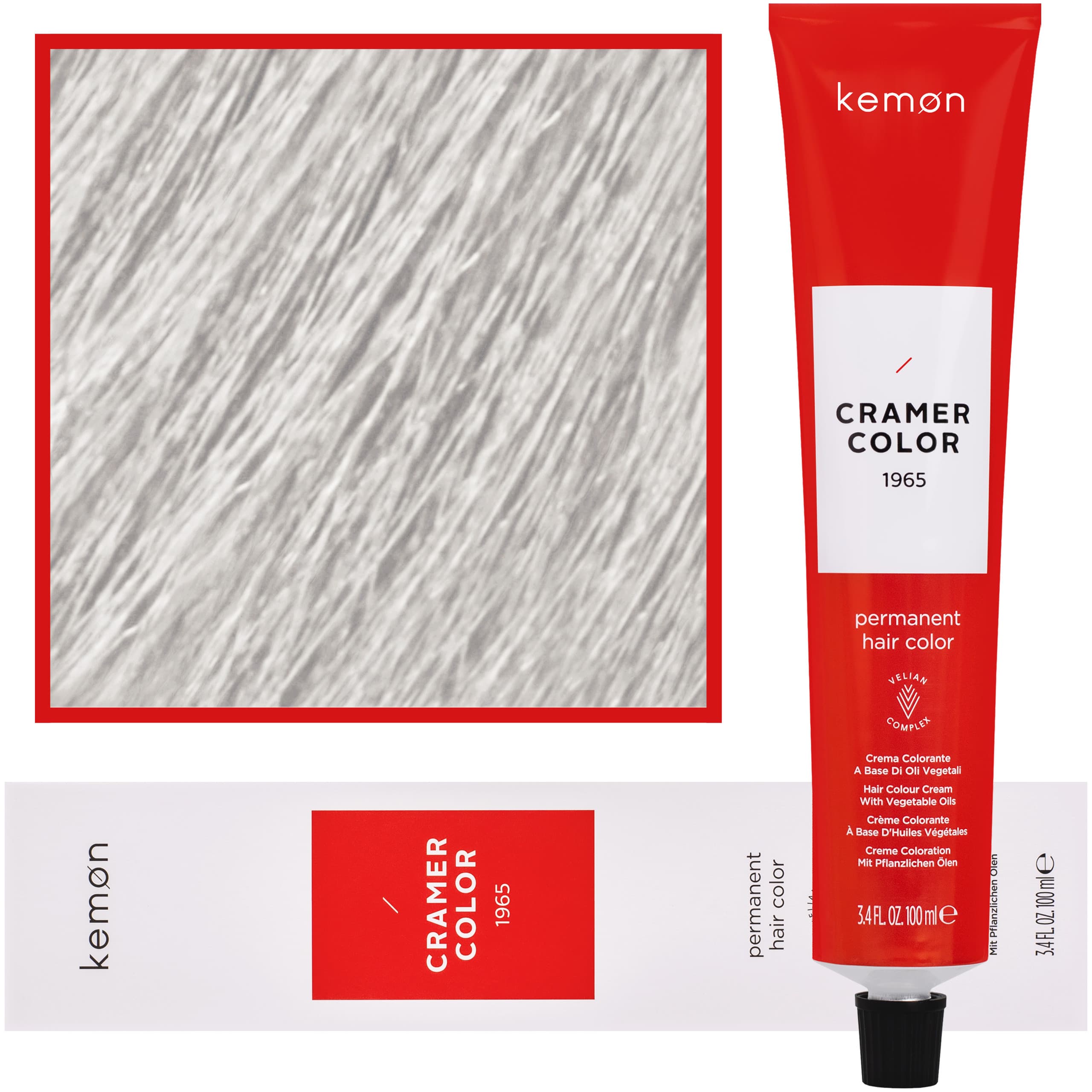 Cramer Color - kremowa farba do włosów z olejem kokosowym, 1011 | Intensywny Popielaty Ultra-Rozjaśniacz