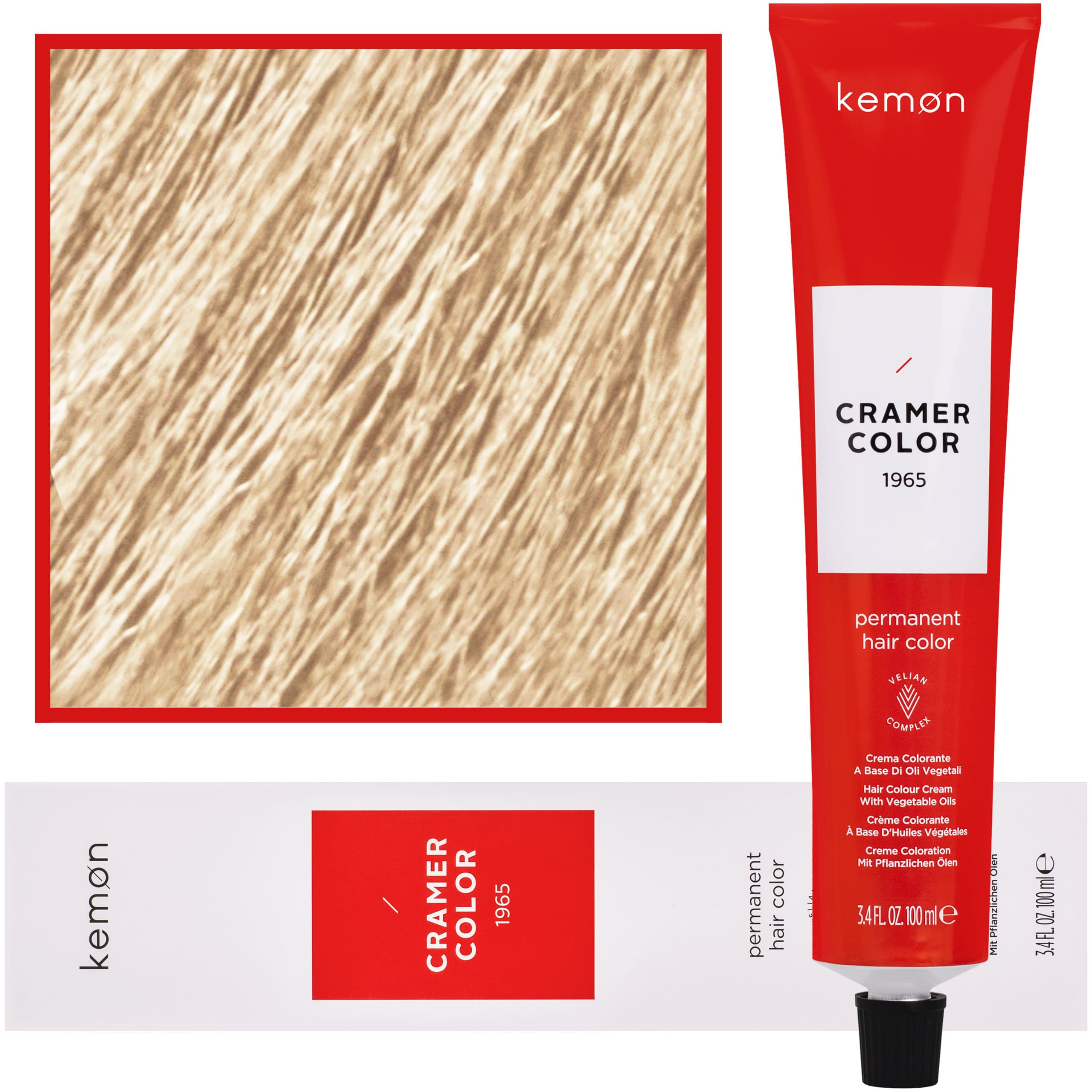 Cramer Color - kremowa farba do włosów z olejem kokosowym, 123 | Beżowy Złoty Super Rozjaśniacz
