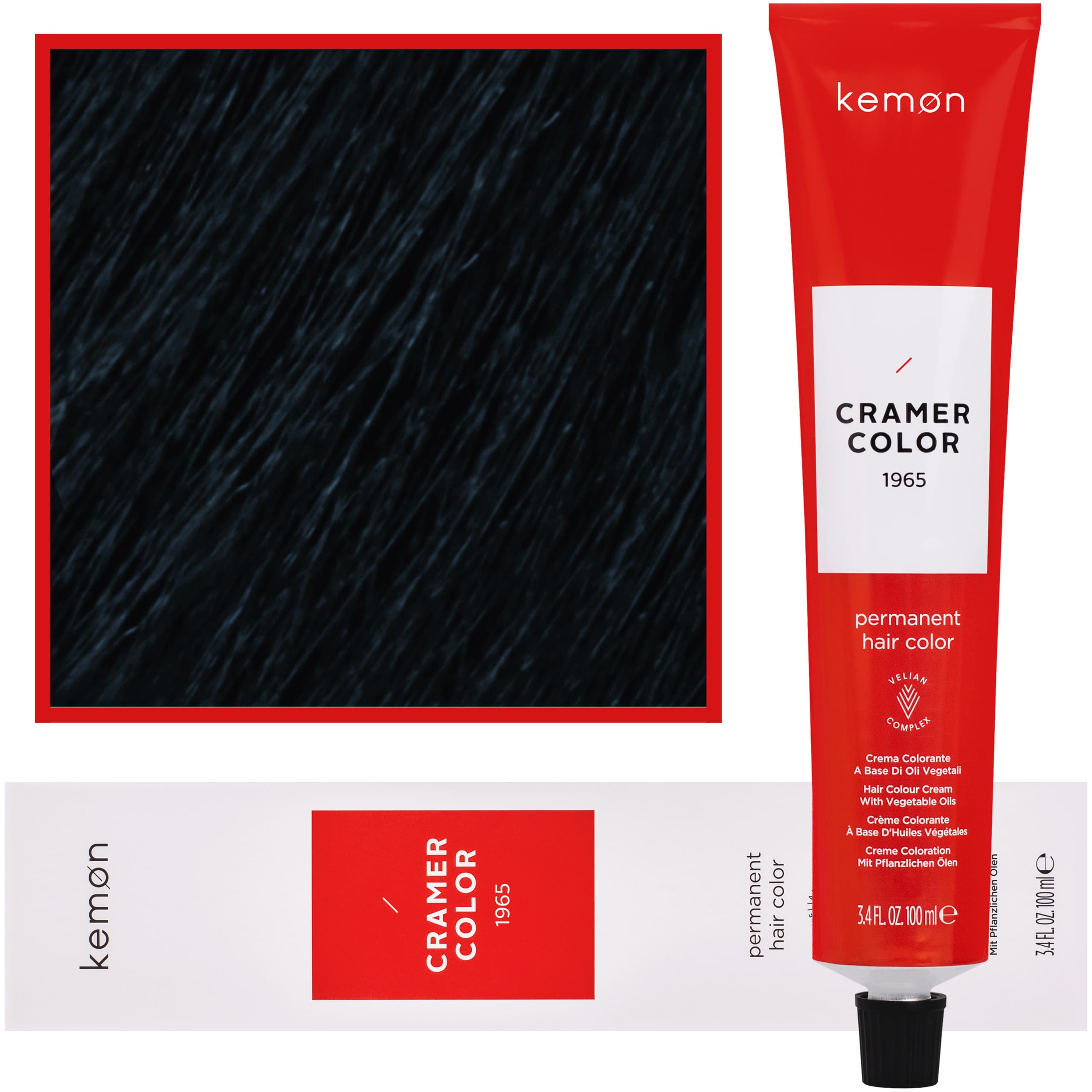 Cramer Color - kremowa farba do włosów z olejem kokosowym, 2,11 | Niebieska Czerń