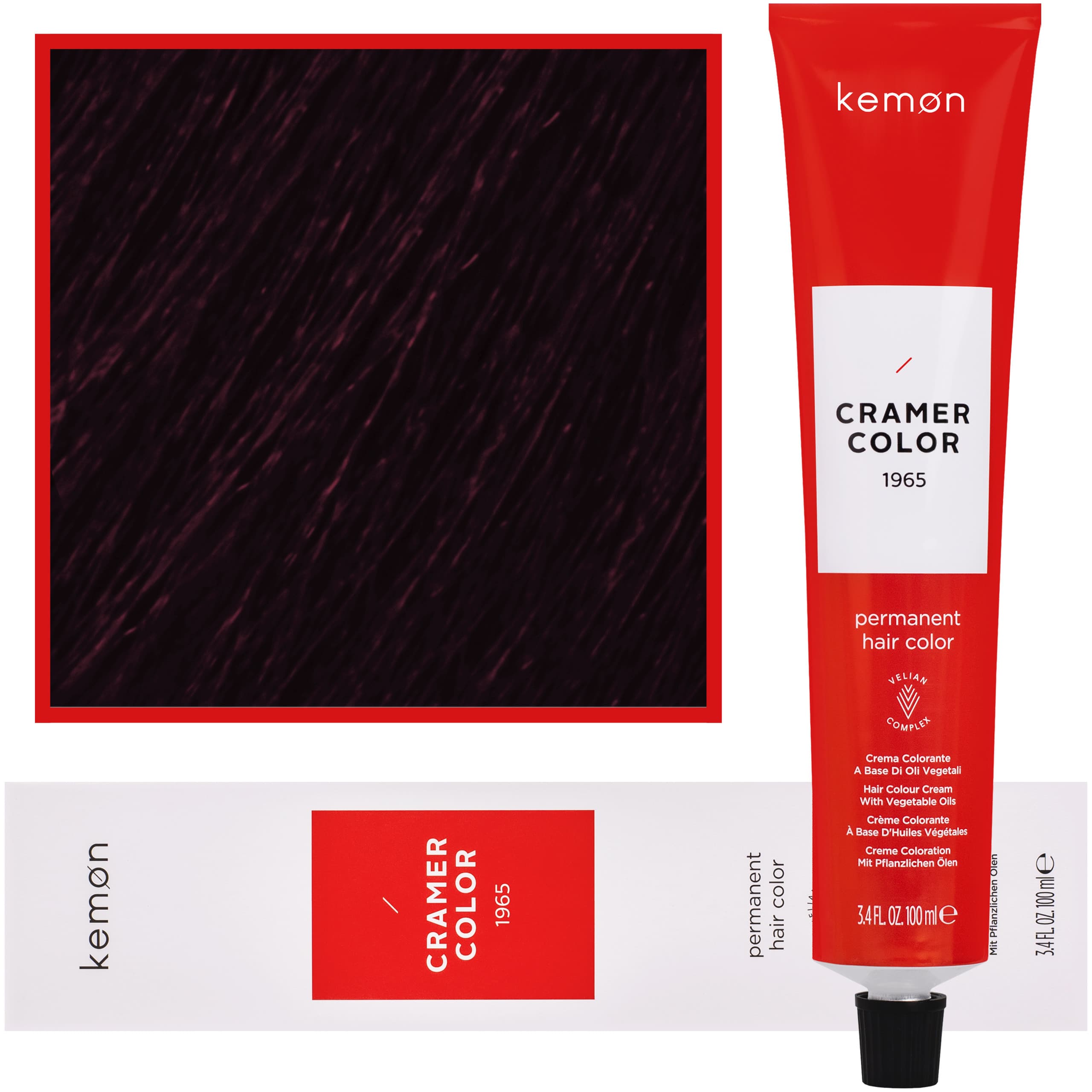 Cramer Color - kremowa farba do włosów z olejem kokosowym, 4,77 | Głęboki Fioletowy Brąz