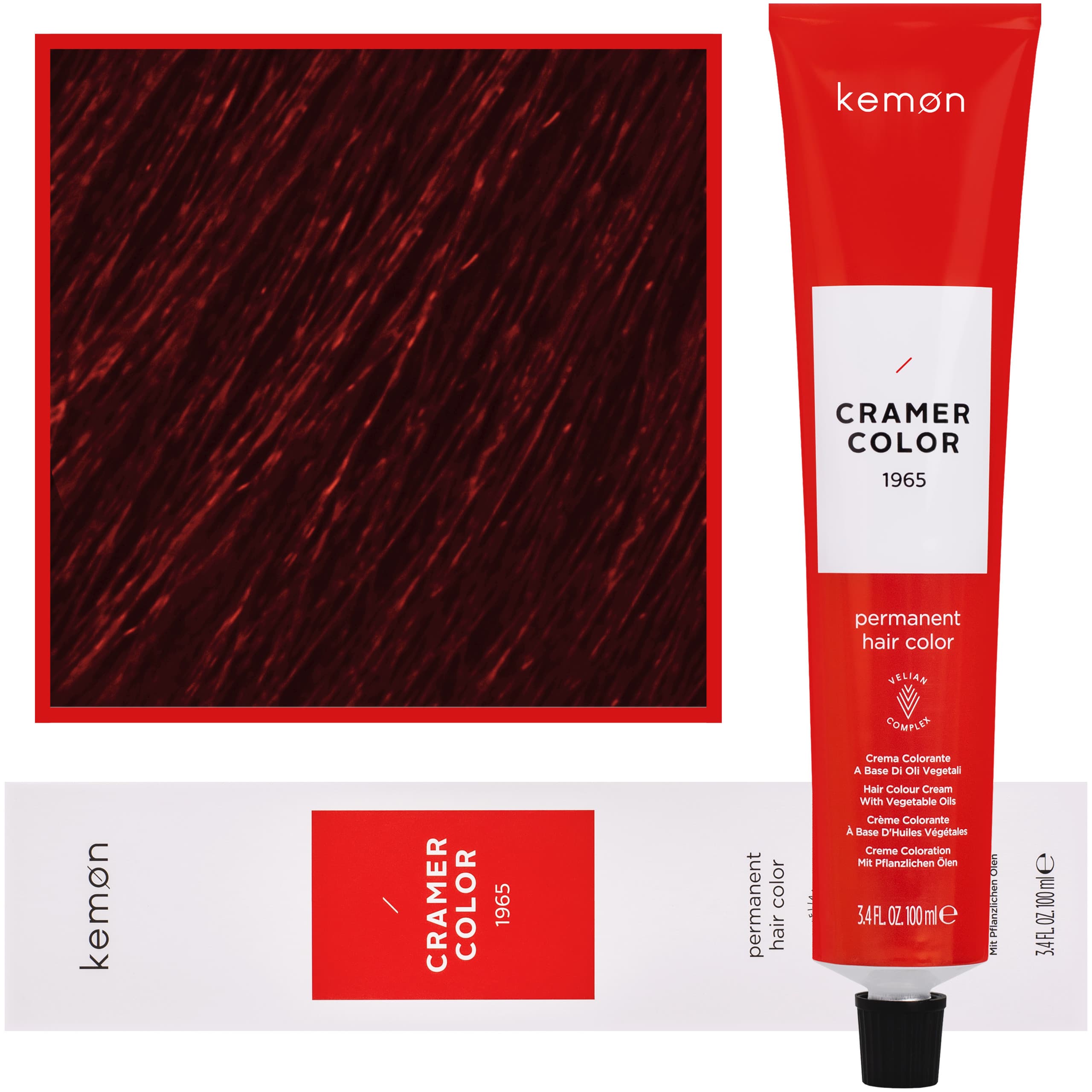 Cramer Color - kremowa farba do włosów z olejem kokosowym, 5,55 | Jasny Głęboki Czerwony Brąz