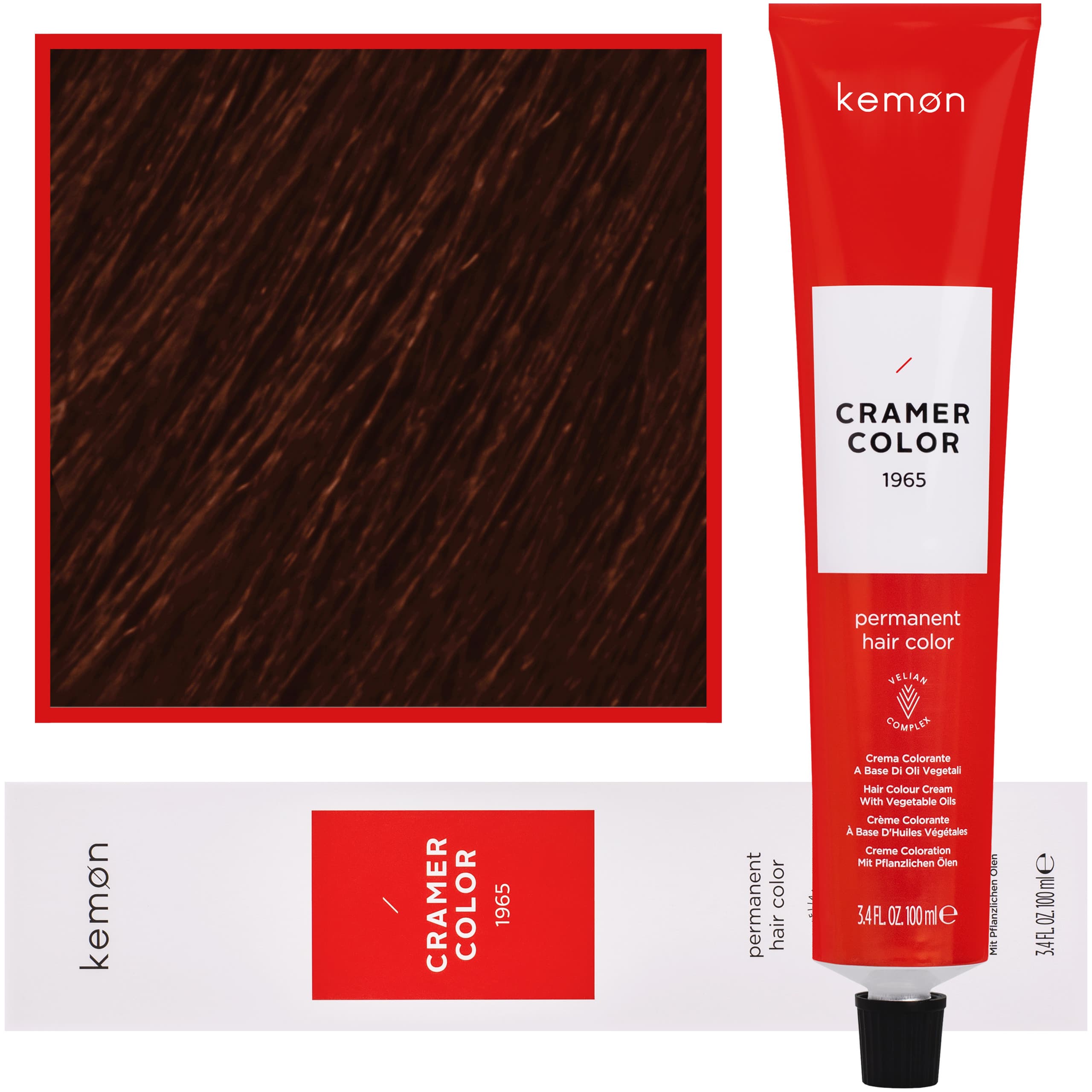 Cramer Color - kremowa farba do włosów z olejem kokosowym, 6,43 | Ciemny Miedziany Złoty Blond