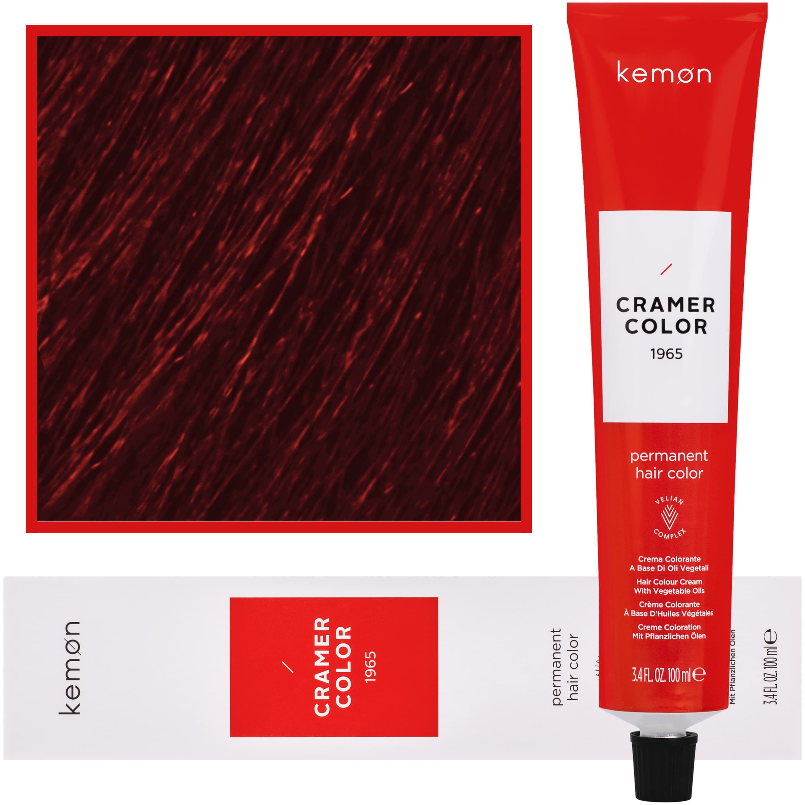 Cramer Color - kremowa farba do włosów z olejem kokosowym, 6,55 | Ciemny Głęboki Czerwony Blond