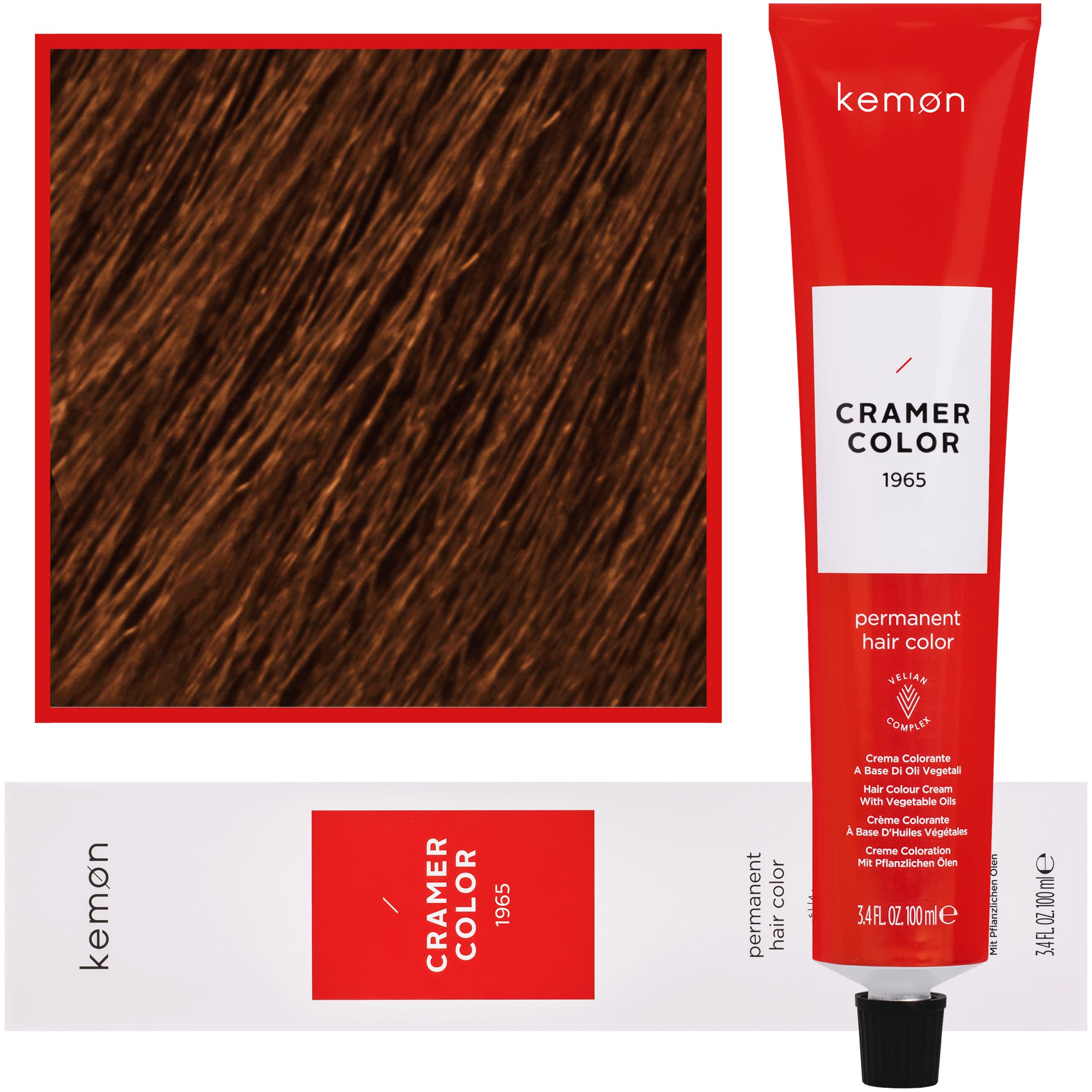 Cramer Color - kremowa farba do włosów z olejem kokosowym, 7,24 | Beżowy Miedziany Blond