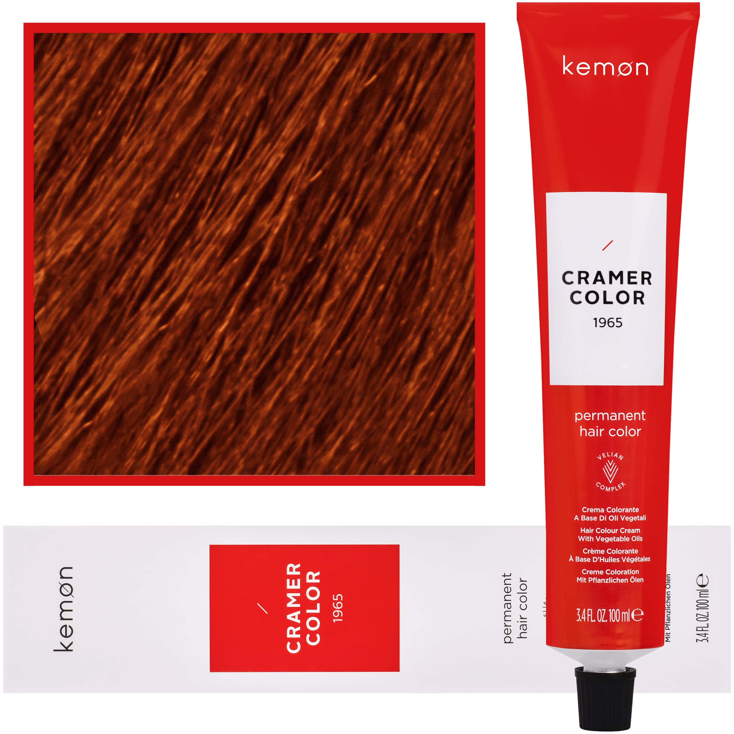 Cramer Color - kremowa farba do włosów z olejem kokosowym, 7,4 | Miedziany Blond