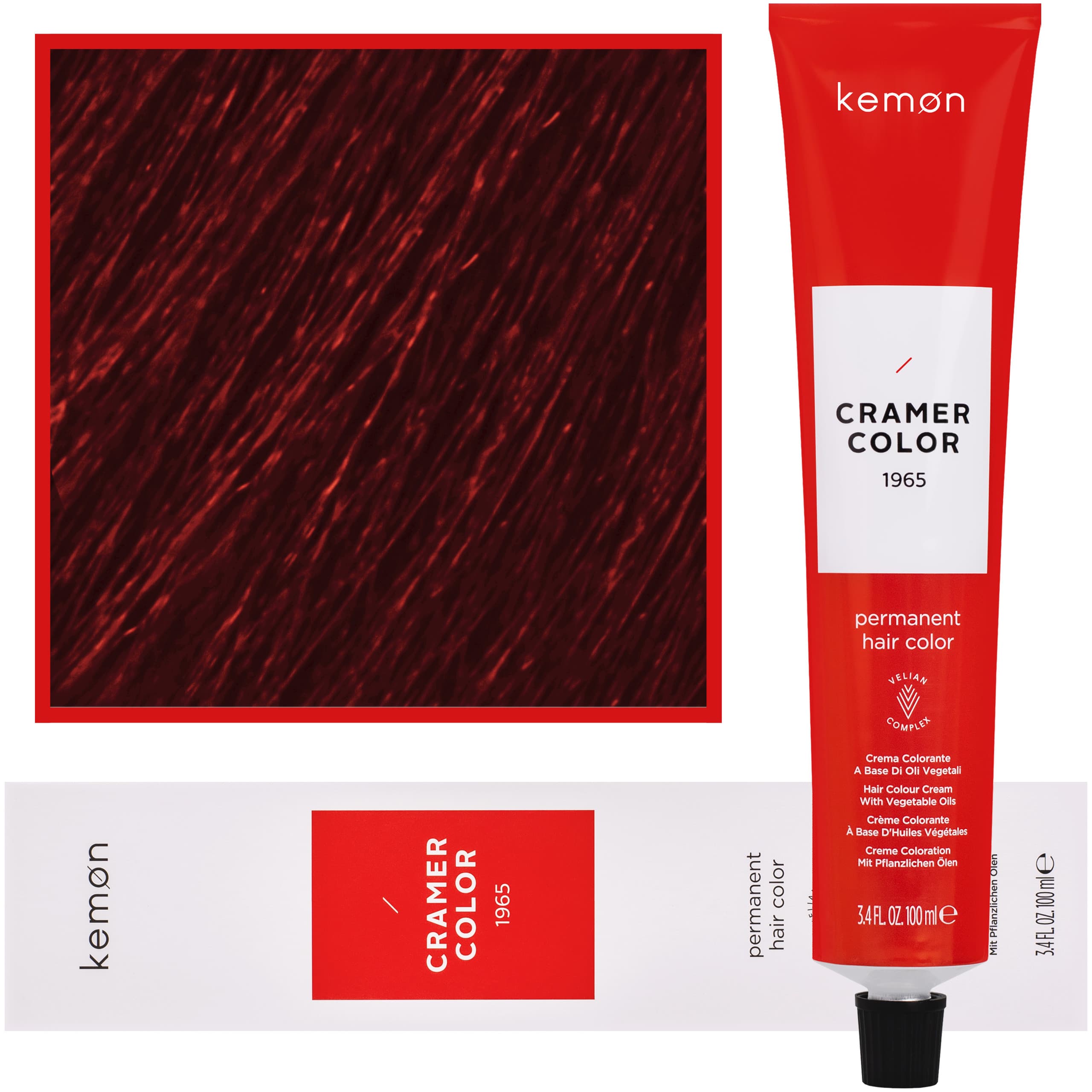Cramer Color - kremowa farba do włosów z olejem kokosowym, 7,55 | Głęboki Czerwony Blond