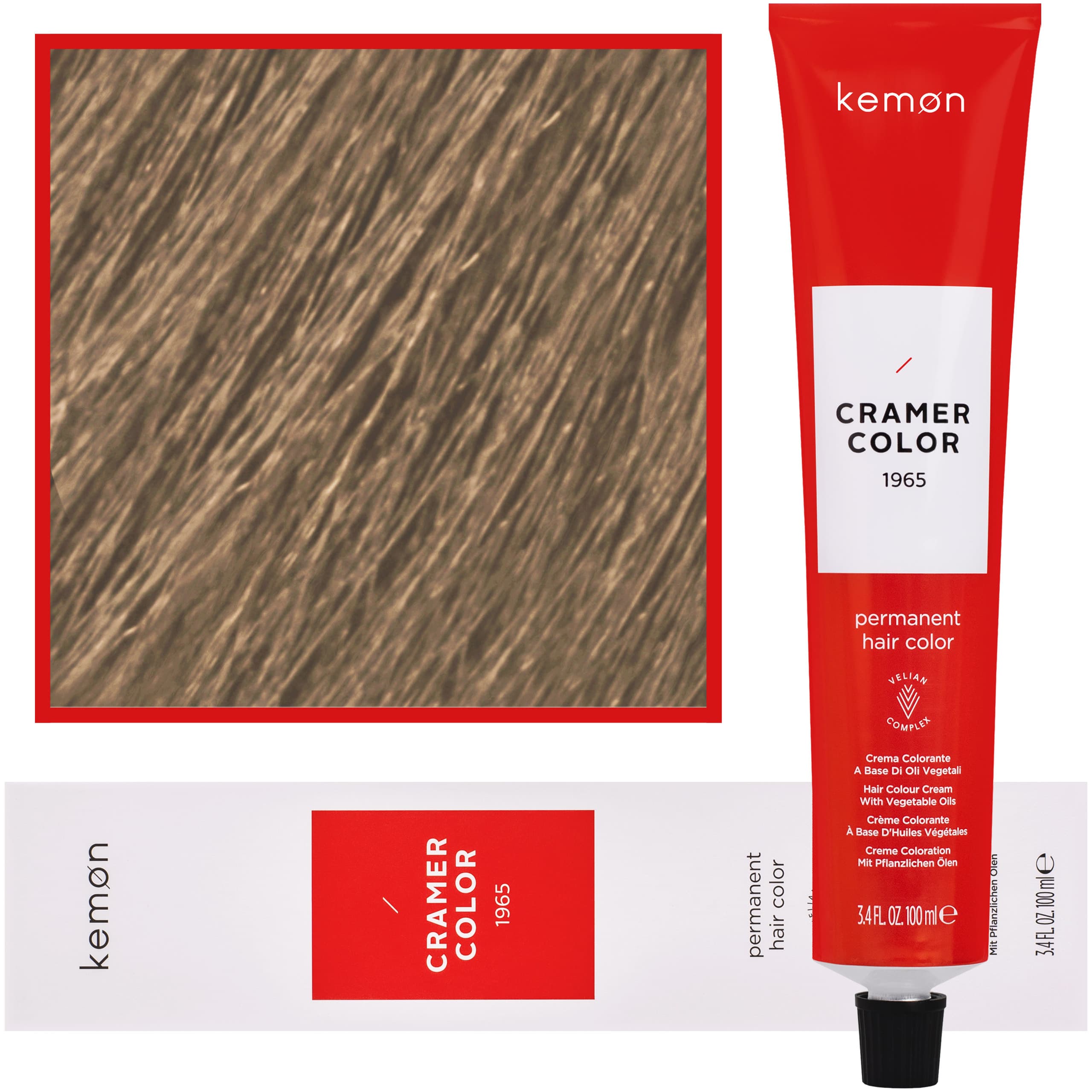 Cramer Color - kremowa farba do włosów z olejem kokosowym, 8,08 | Jasny Nordycki Naturalny Blond