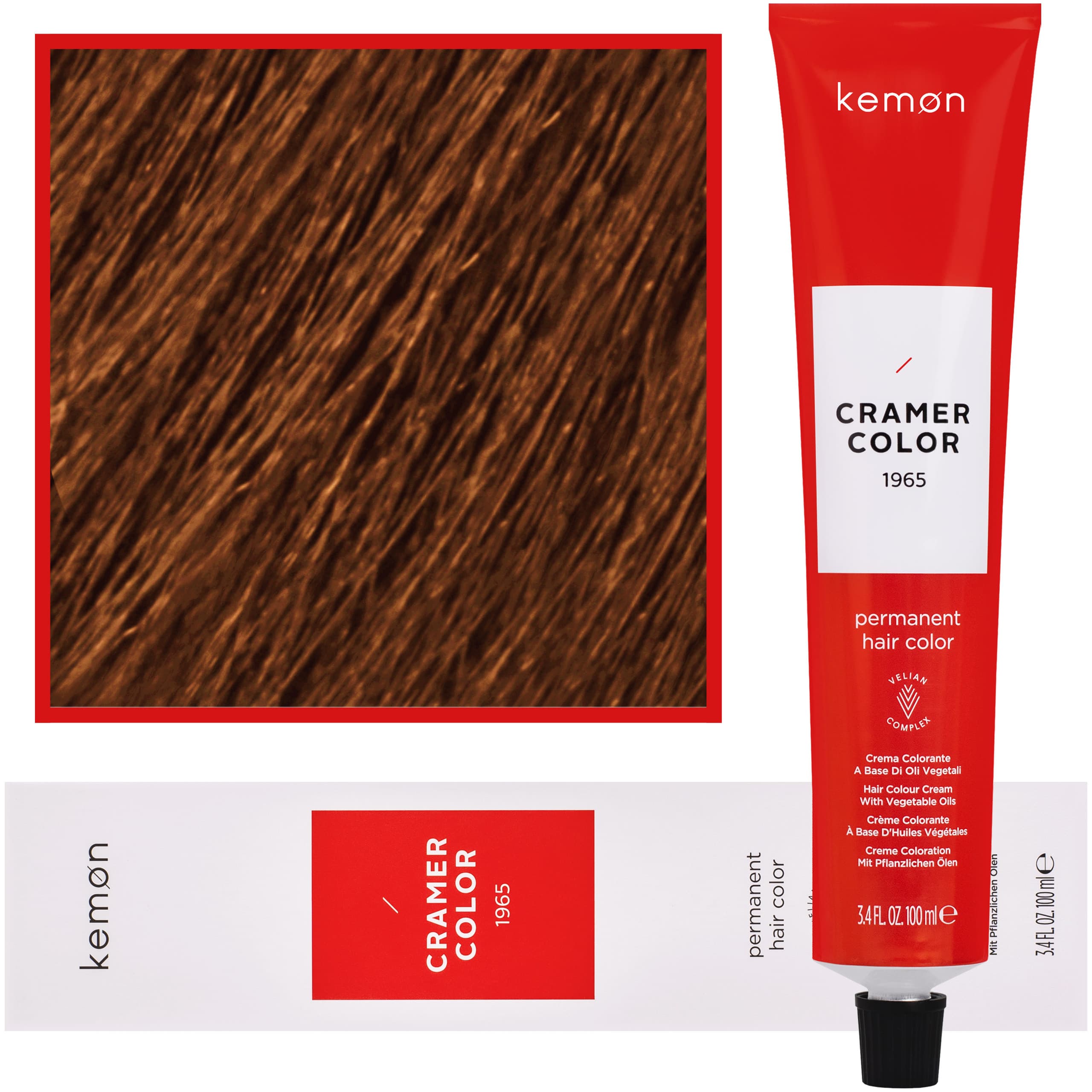 Cramer Color - kremowa farba do włosów z olejem kokosowym, 8,24 | Jasny Beżowy Miedziany Blond