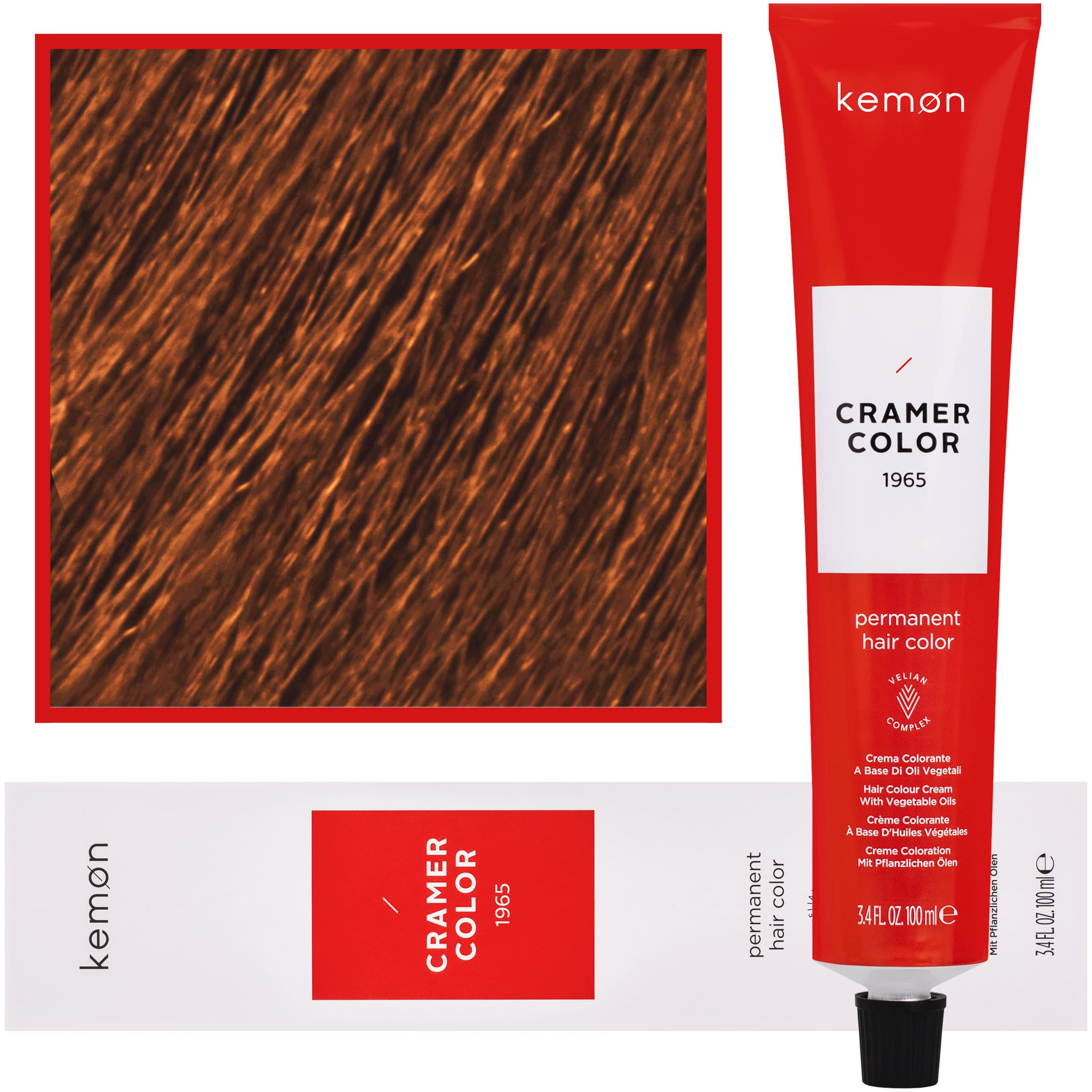 Cramer Color - kremowa farba do włosów z olejem kokosowym, 8,34 | Jasny Złoty Miedziany Blond
