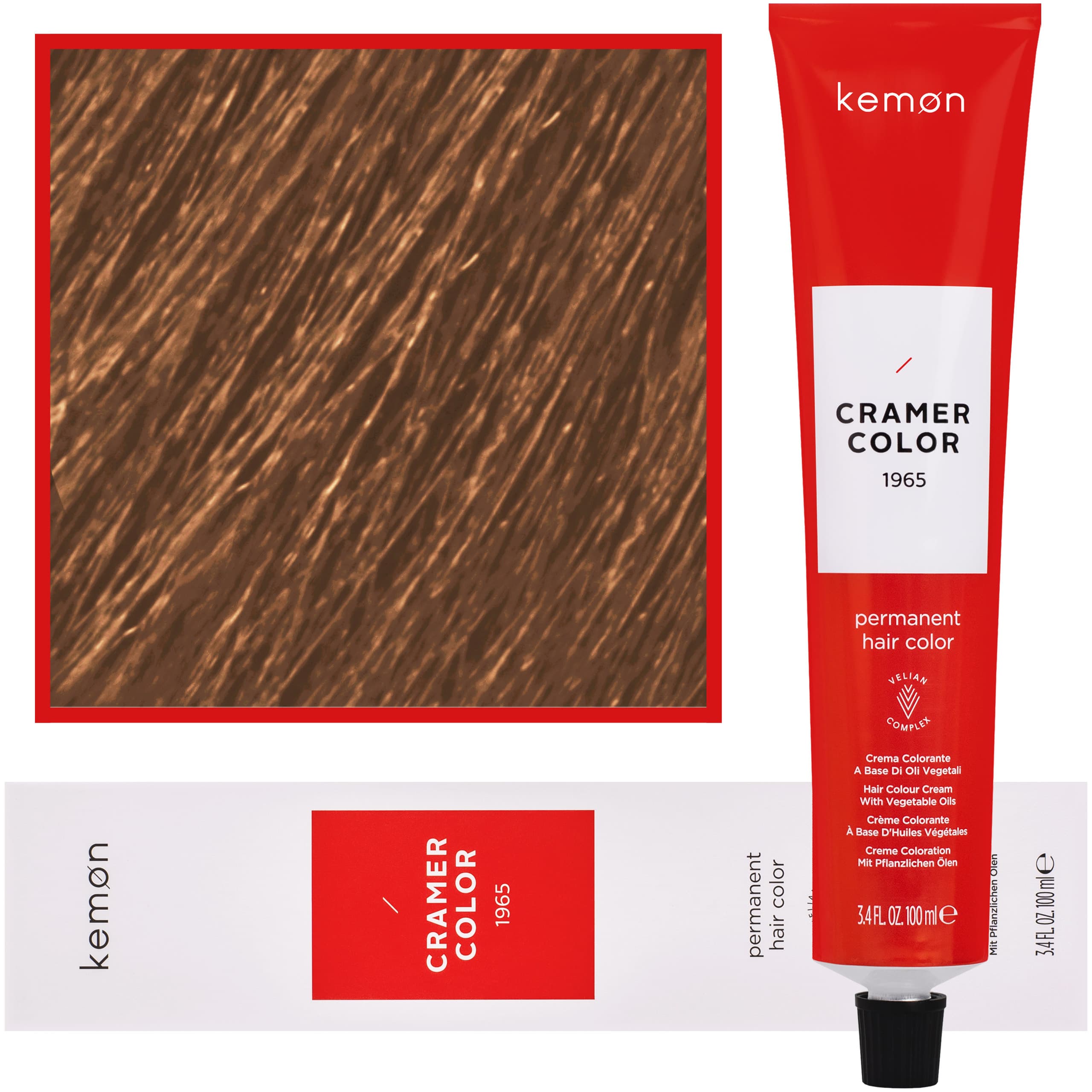 Cramer Color - kremowa farba do włosów z olejem kokosowym, 8,36 | Jasny Złoty Mahoniowy Blond