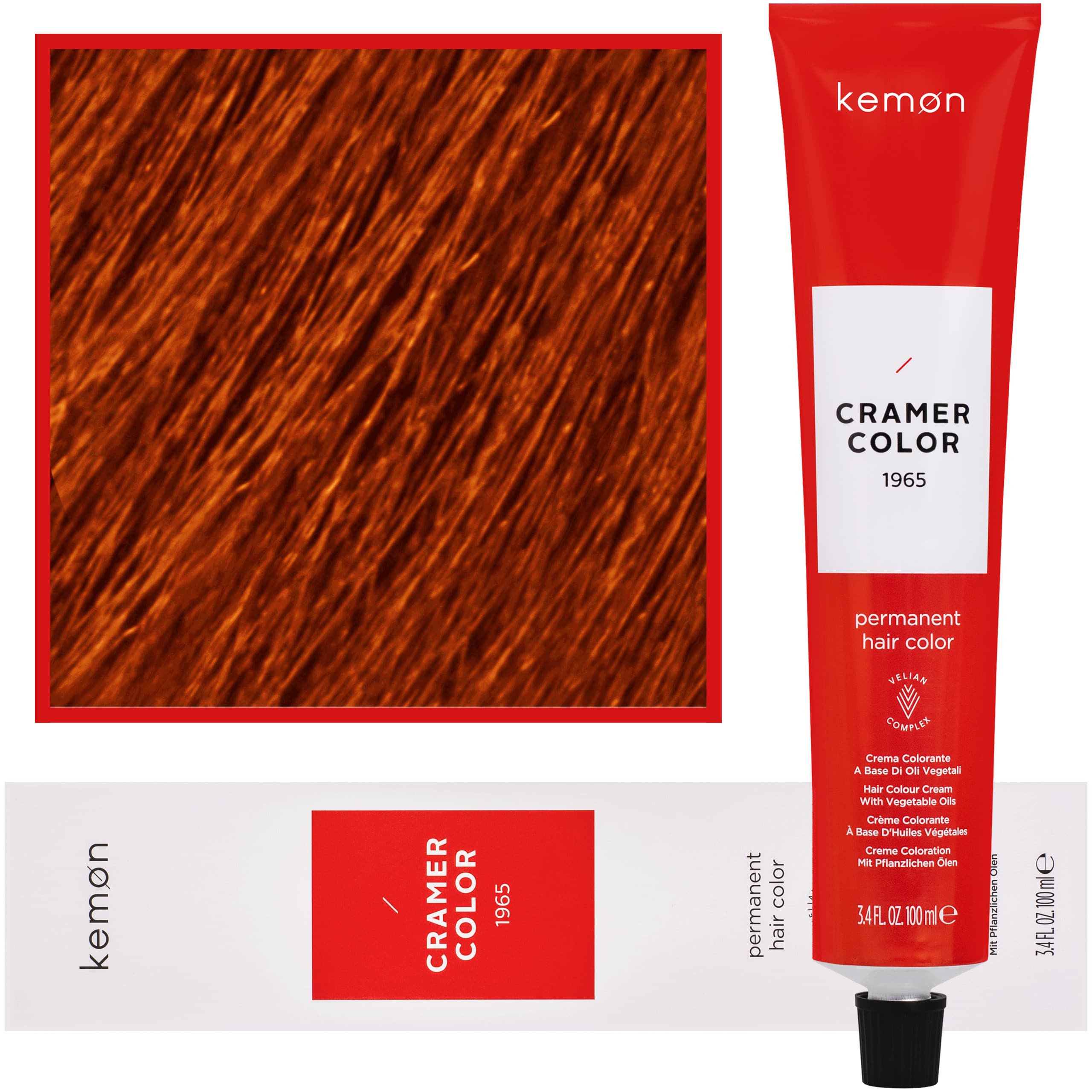 Cramer Color - kremowa farba do włosów z olejem kokosowym, 8,44 | Jasny Głęboki Miedziany Blond