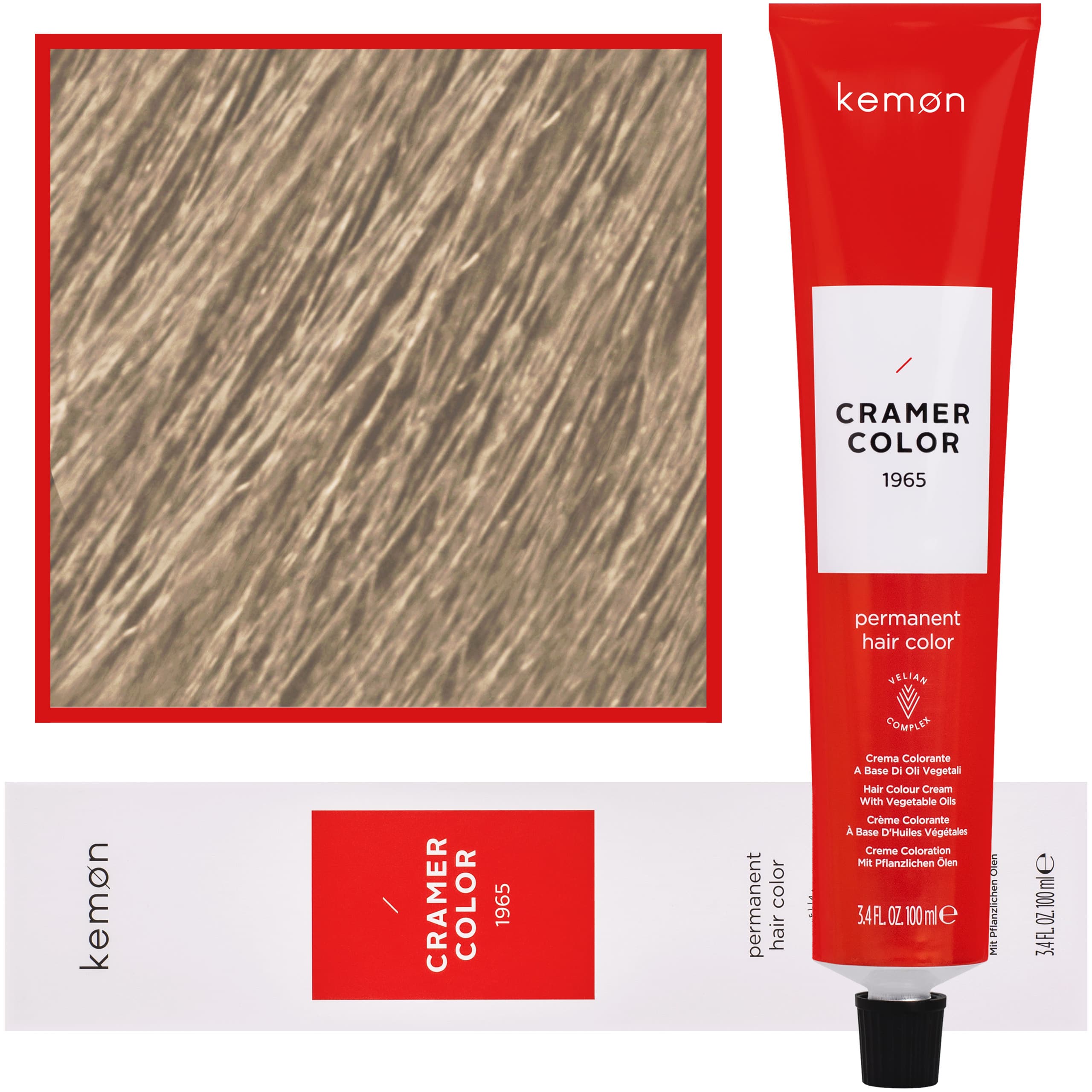 Cramer Color - kremowa farba do włosów z olejem kokosowym, 9,1 | Bardzo Jasny Popielaty Blond