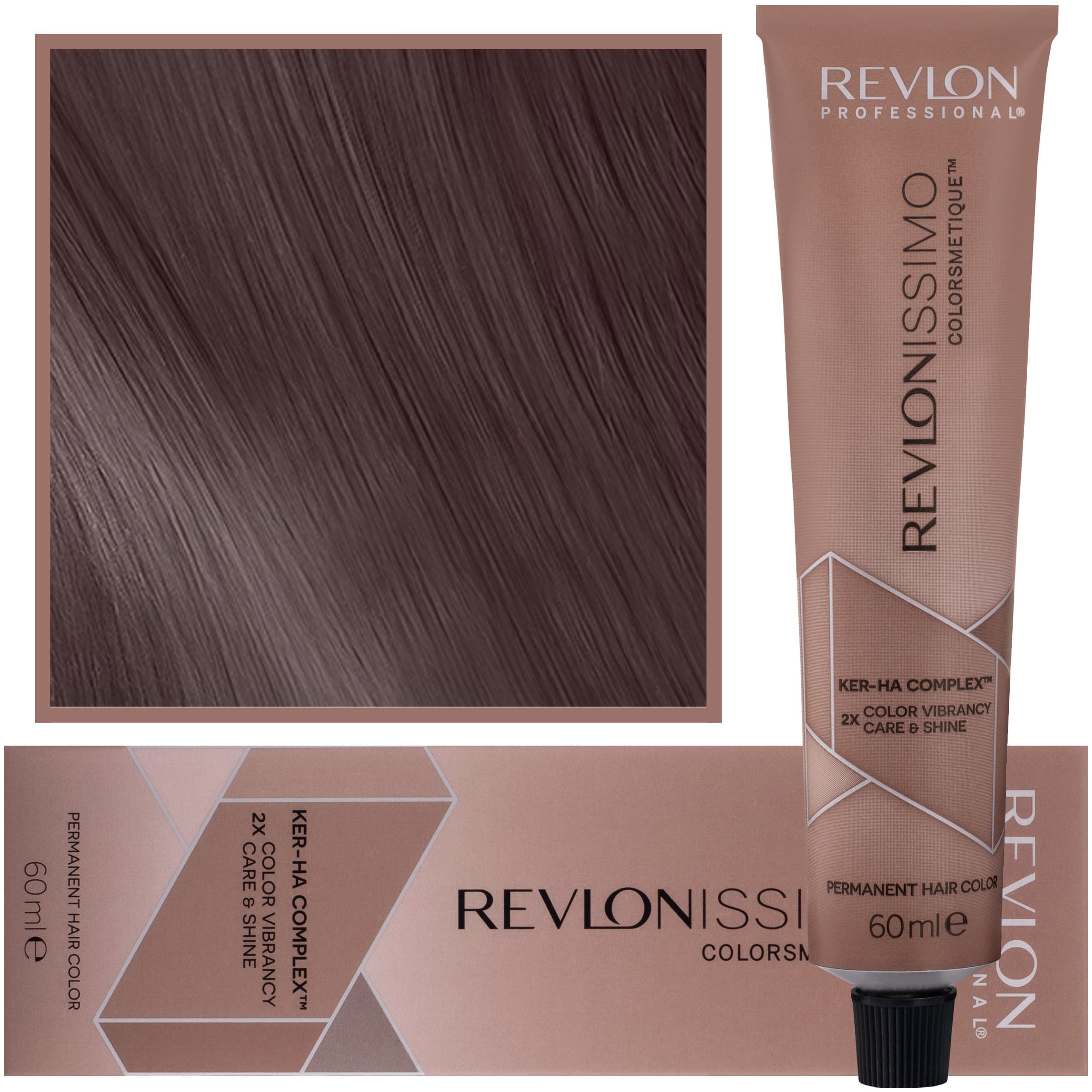 Revlonissimo Colorsmetique High Coverage - profesjonalna farba do siwych włosów, HC 4,25 | Średni Opalizujący Mahoniowy Brąz