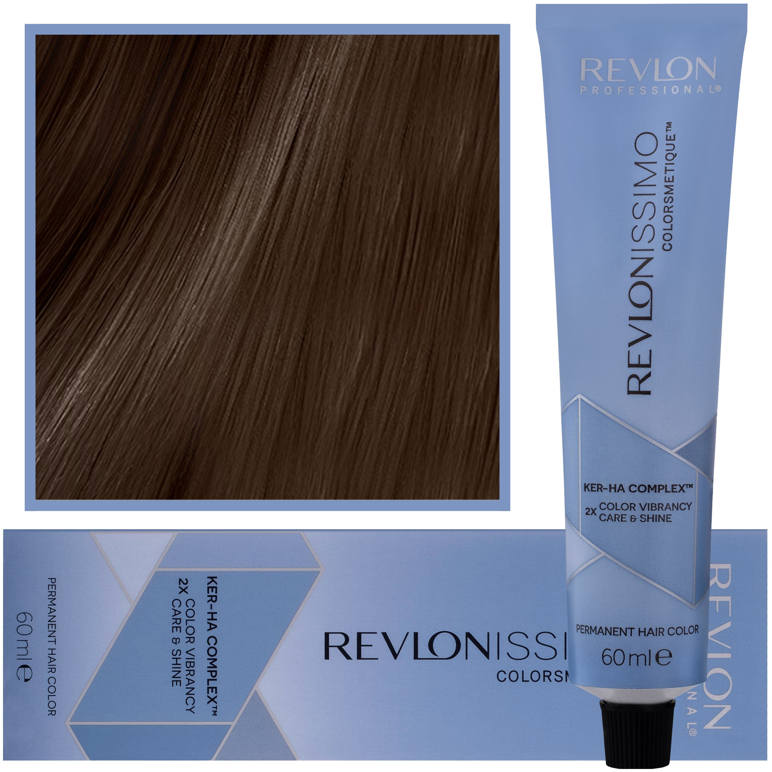 Revlonissimo Colorsmetique High Coverage - profesjonalna farba do siwych włosów, HC 5,13 | Jasny Popielaty Złoty Brąz