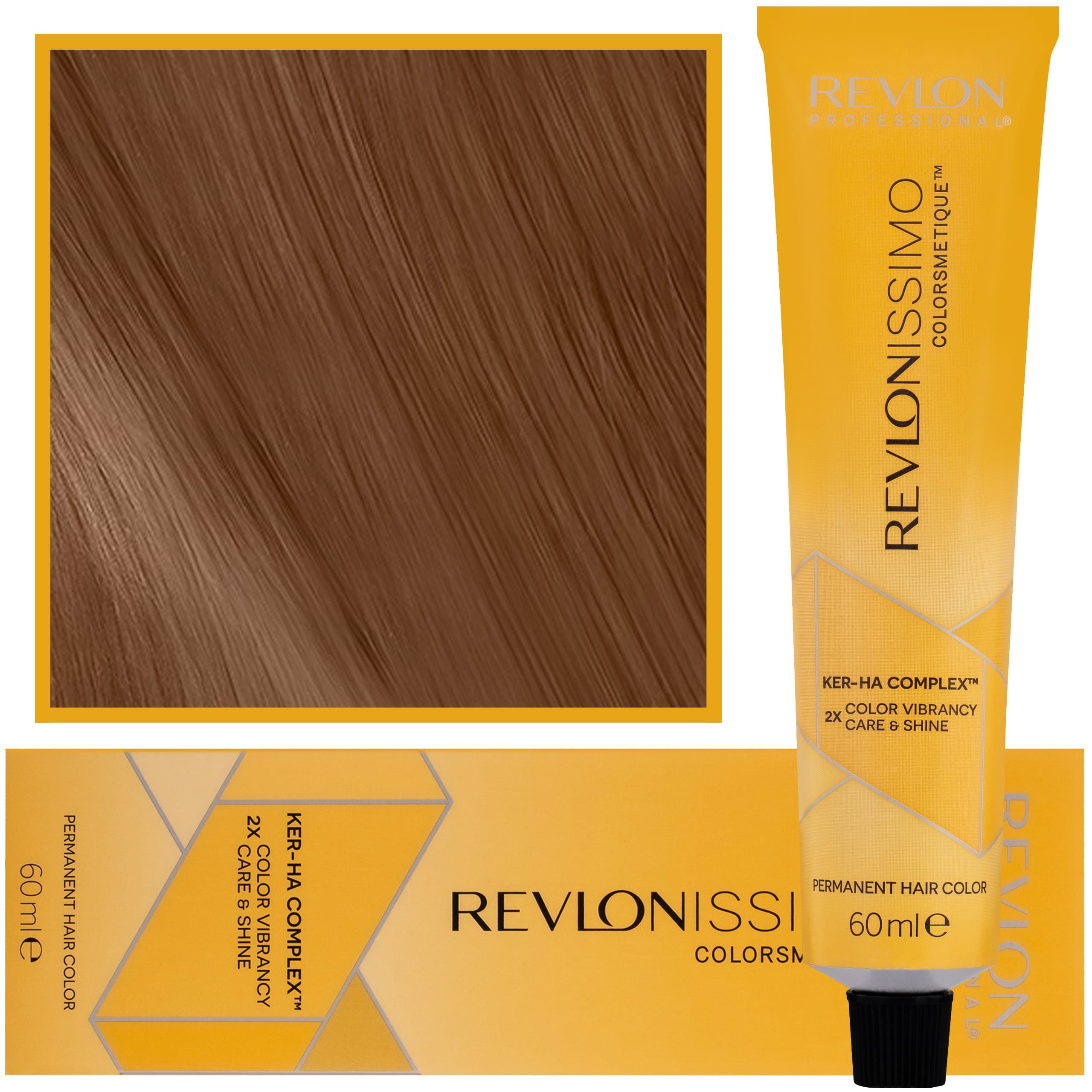 Revlonissimo Colorsmetique High Coverage - profesjonalna farba do siwych włosów, HC 6,34 | Ciemny Złoty Miedziany Blond