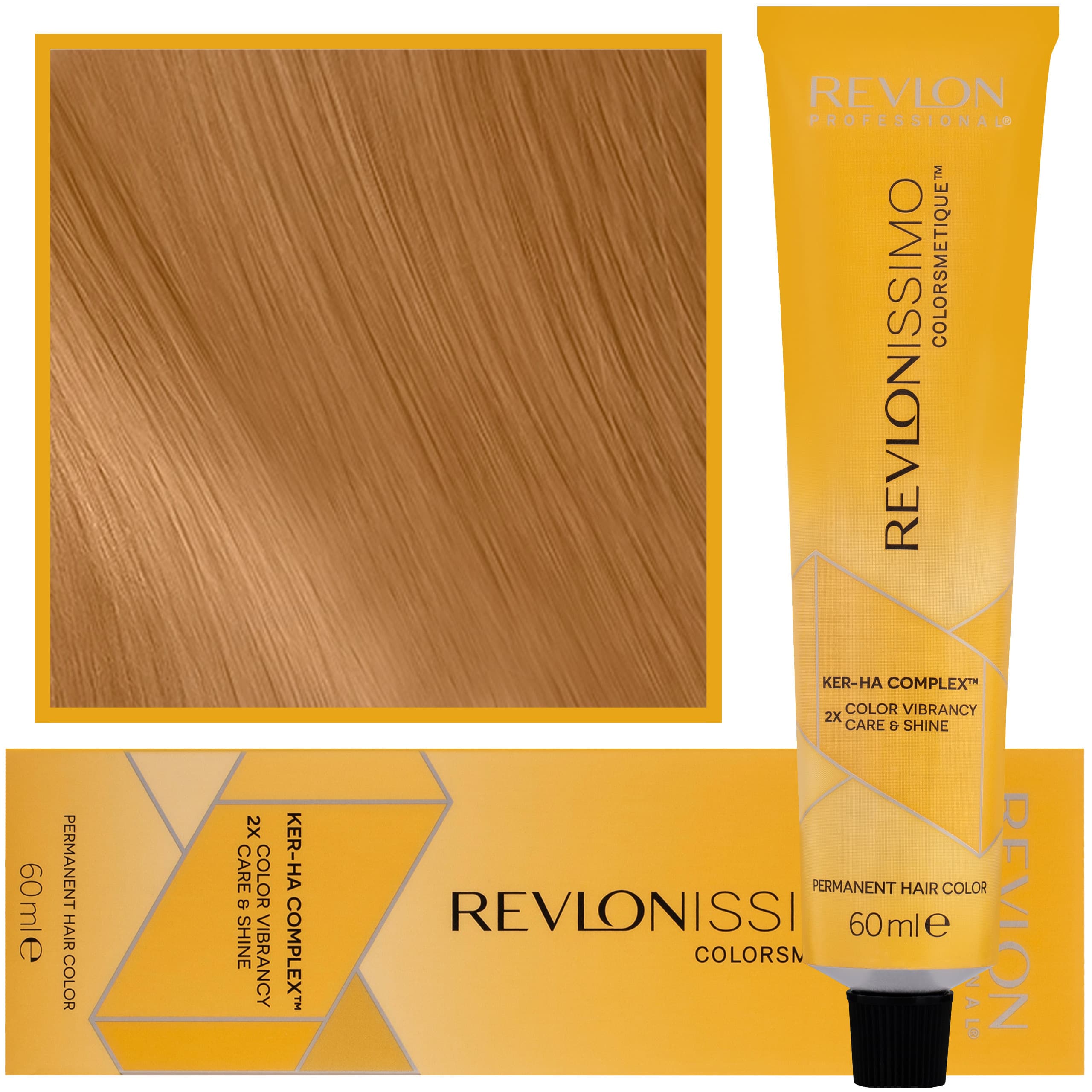 Revlonissimo Colorsmetique High Coverage - profesjonalna farba do siwych włosów, HC 8,34 | Ciemny Złoty Jasny Blond