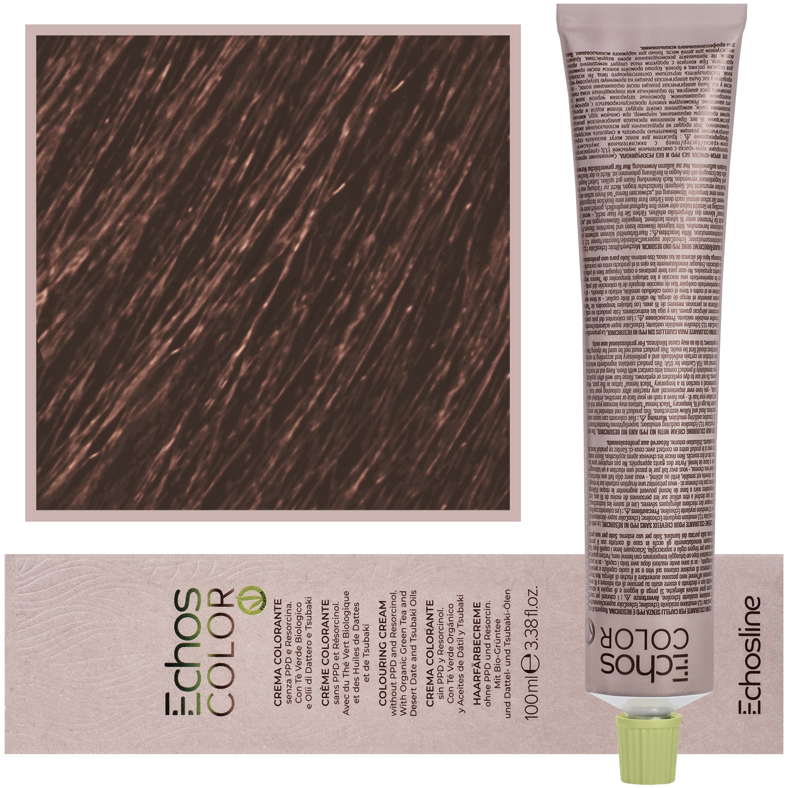Echos Color Colouring Cream - wegańska farba do włosów, 6,74 | Ciemny Blond Miedziany Brąz
