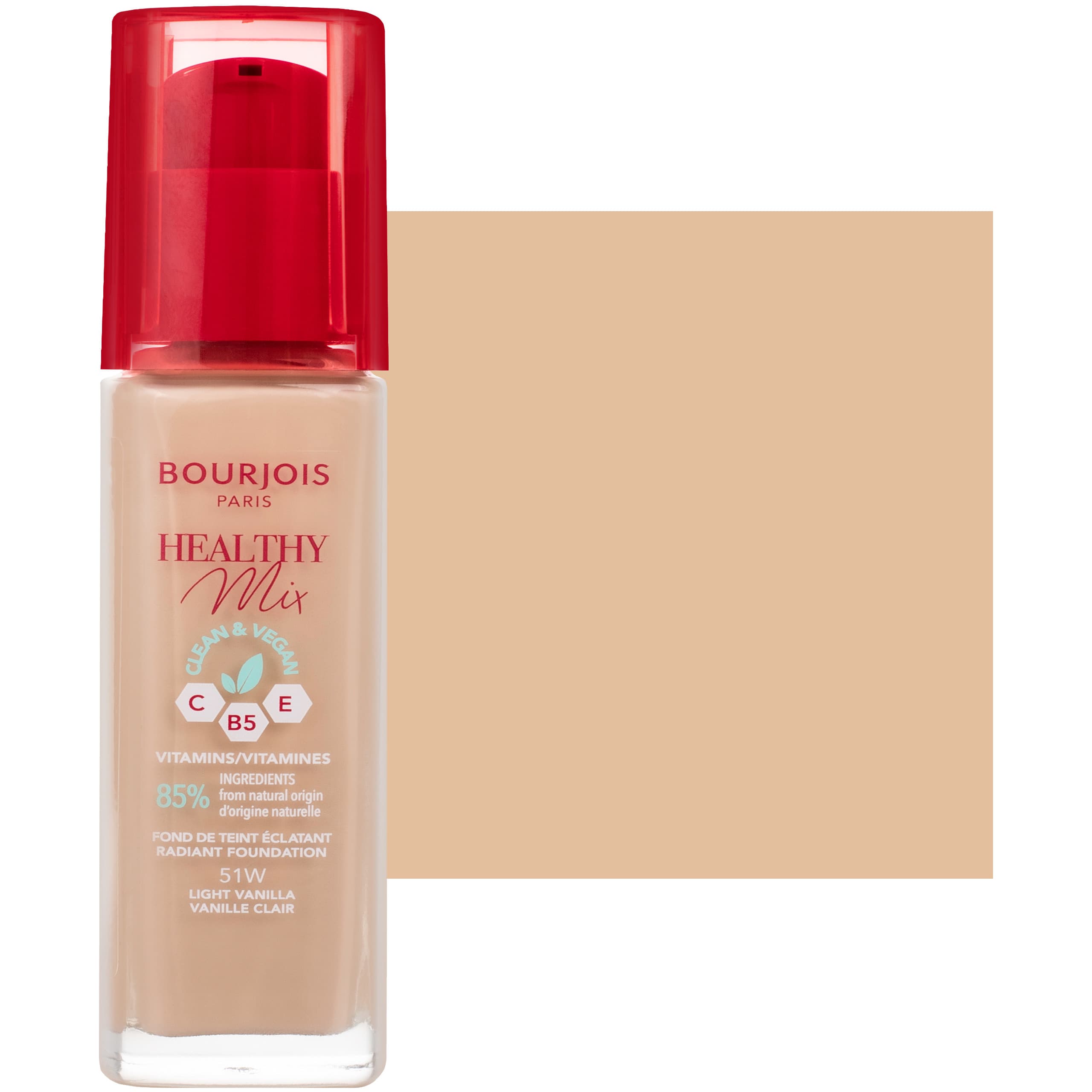 Healthy Mix - podkład przykrywający oznaki zmęczenia z witaminami, 051W - Light Vanilla