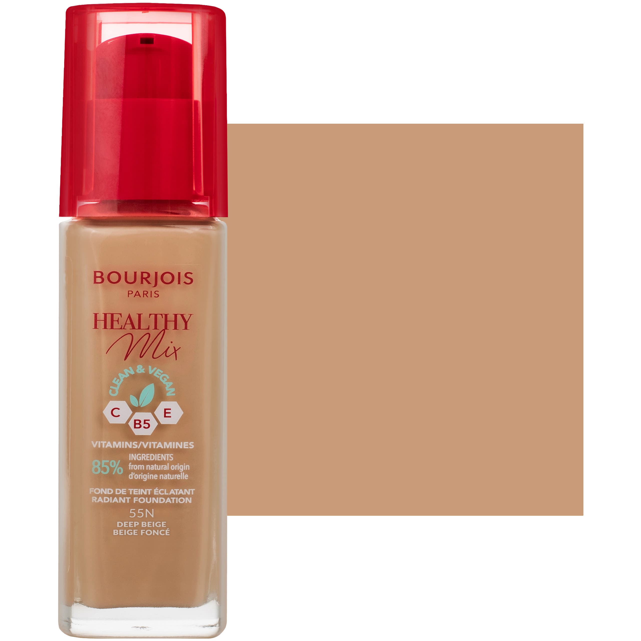 Healthy Mix - podkład przykrywający oznaki zmęczenia z witaminami, 55N - Deep Beige