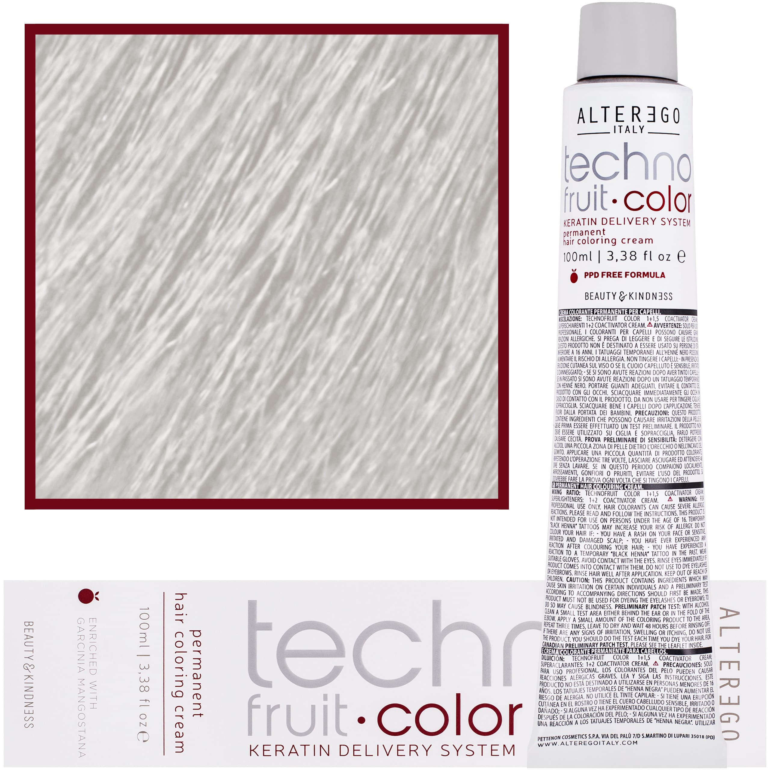Technofruit Color - farba z keratyną do trwałej koloryzacji włosów, 10/1 | Platynowy Blond Popielaty