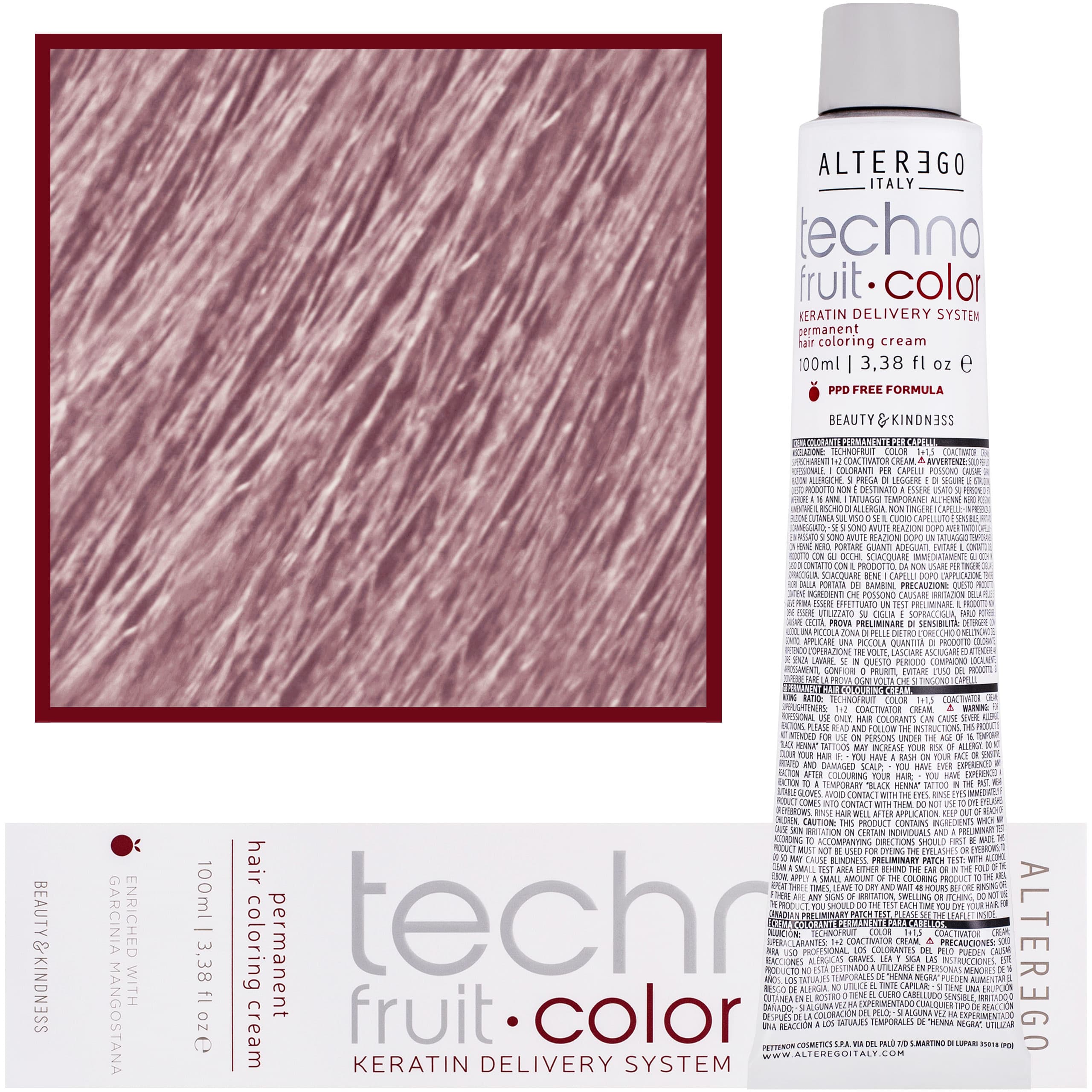Technofruit Color - farba z keratyną do trwałej koloryzacji włosów, 10/21 | Platynowy Blond Irys Popielaty