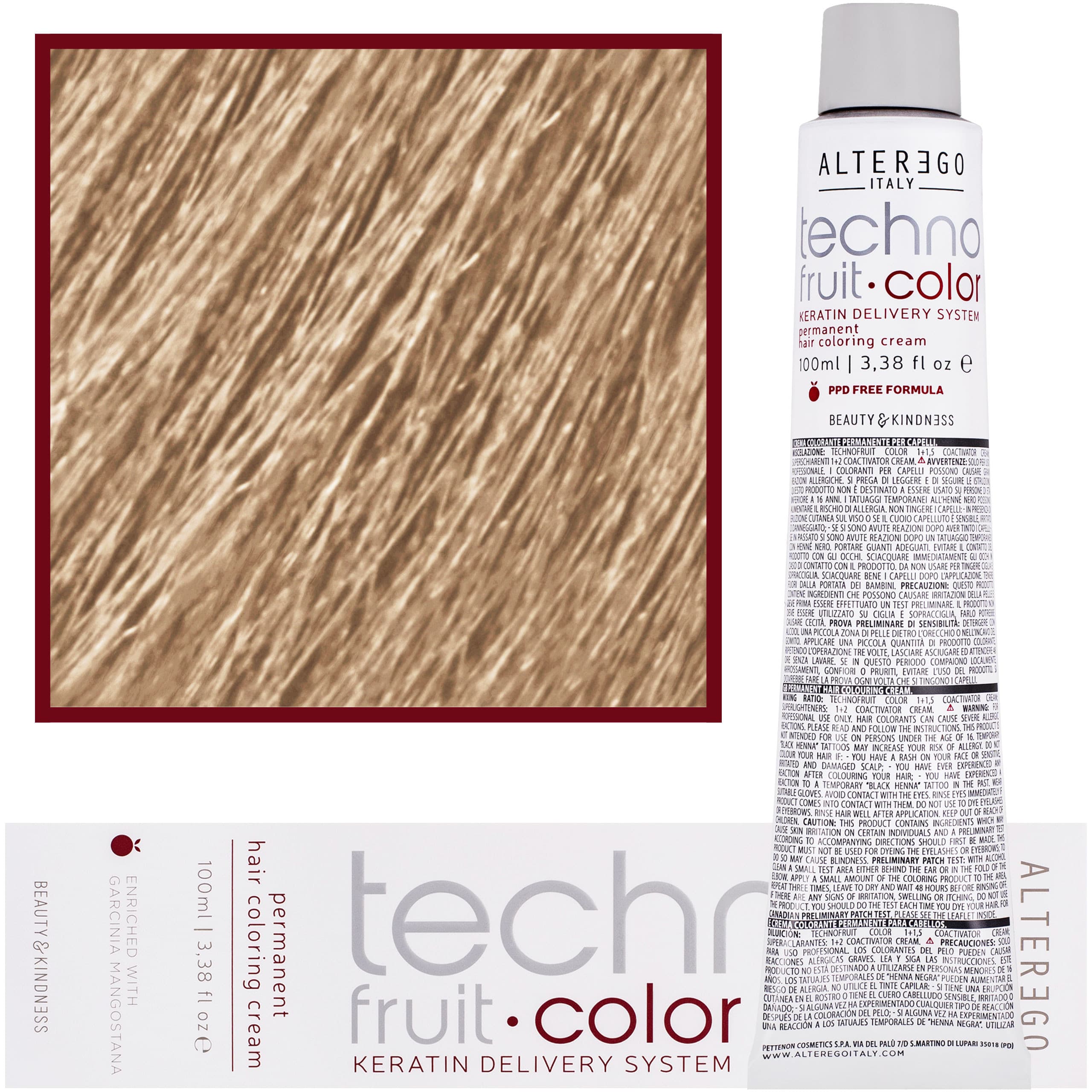 Technofruit Color - farba z keratyną do trwałej koloryzacji włosów, 10/31 | Platynowy Blond Złoto Popielaty
