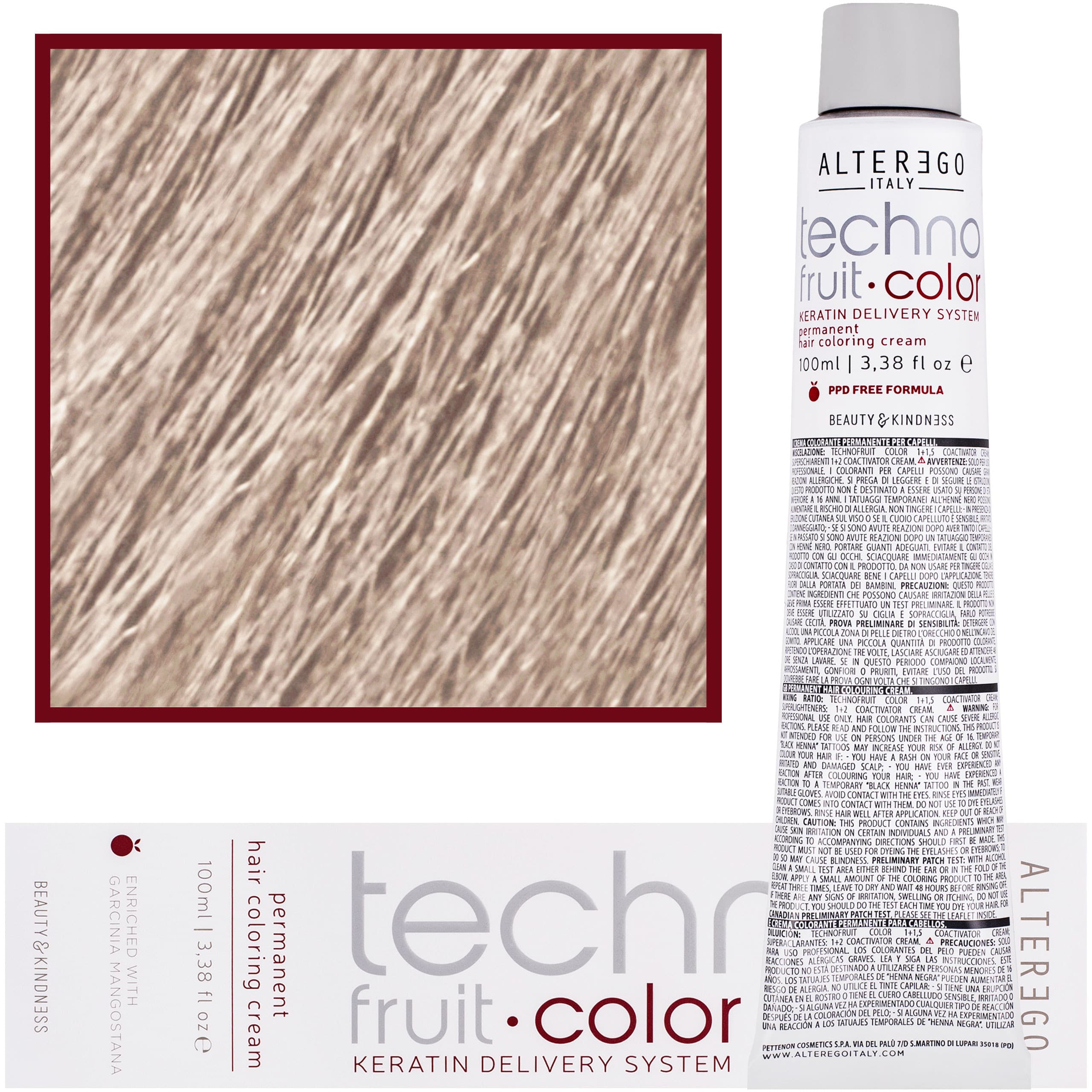 Technofruit Color - farba z keratyną do trwałej koloryzacji włosów, 11/1 | Super Jasny Blond Popielaty