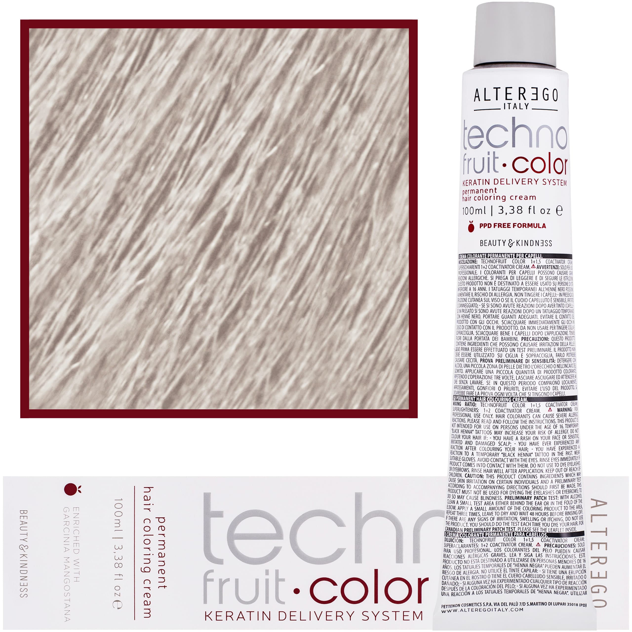 Technofruit Color - farba z keratyną do trwałej koloryzacji włosów, 11/21 | Super Jasny Blond Fioletowo Popielaty