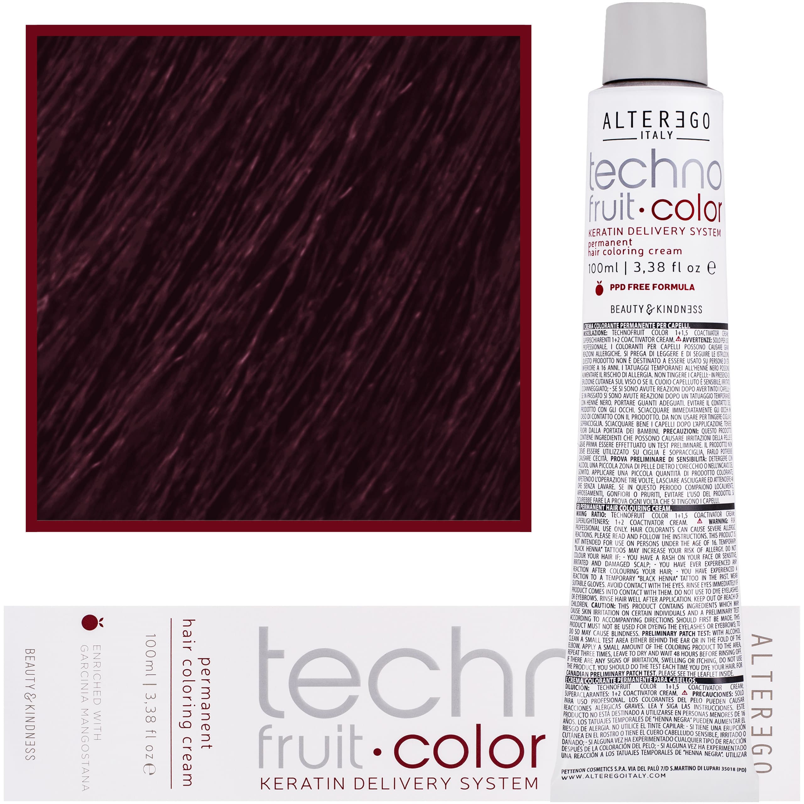 Technofruit Color - farba z keratyną do trwałej koloryzacji włosów, 5/5 | Jasny Brąz Mahoniowy