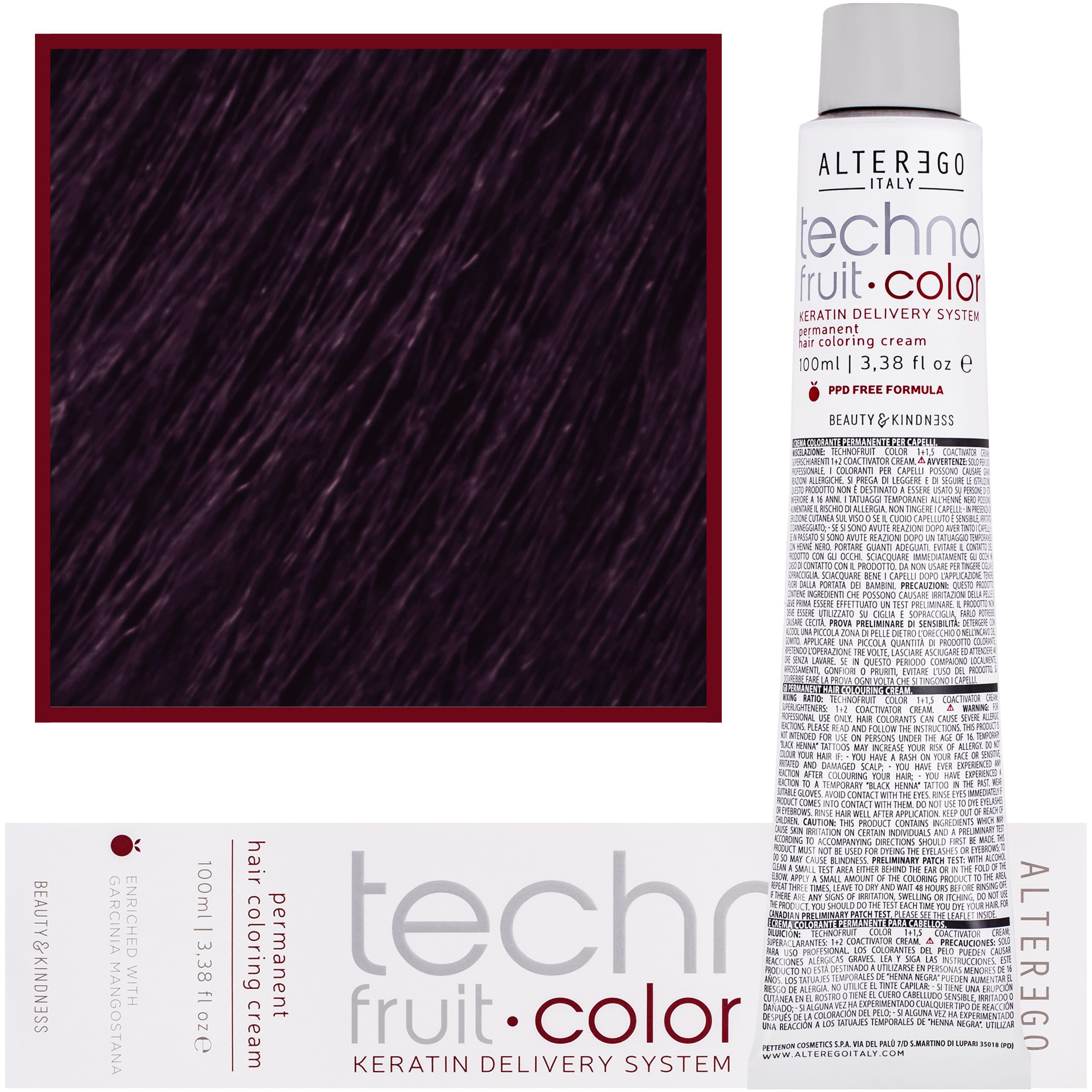 Technofruit Color - farba z keratyną do trwałej koloryzacji włosów, 6/22 | Ciemny Blond Intensywnie Fioletowy