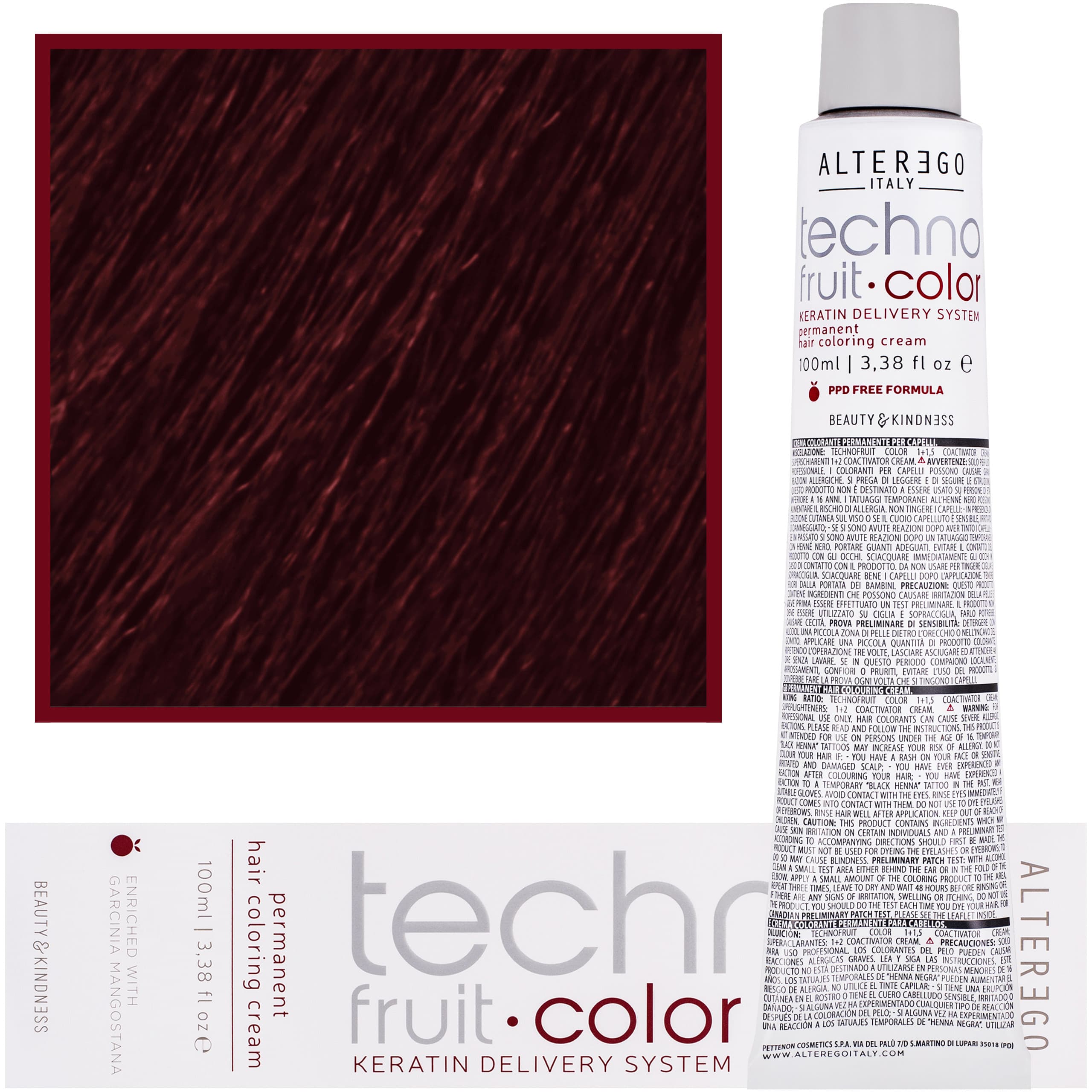 Technofruit Color - farba z keratyną do trwałej koloryzacji włosów, 6/6 | Ciemny Blond Czerwony