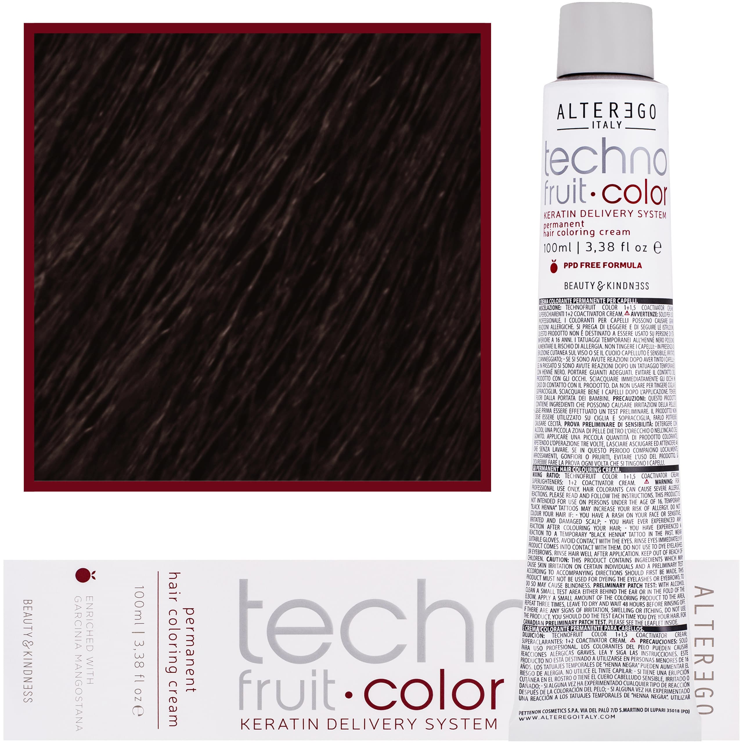 Technofruit Color - farba z keratyną do trwałej koloryzacji włosów, 6/71 | Ciemny Blond Brązowo Popielaty