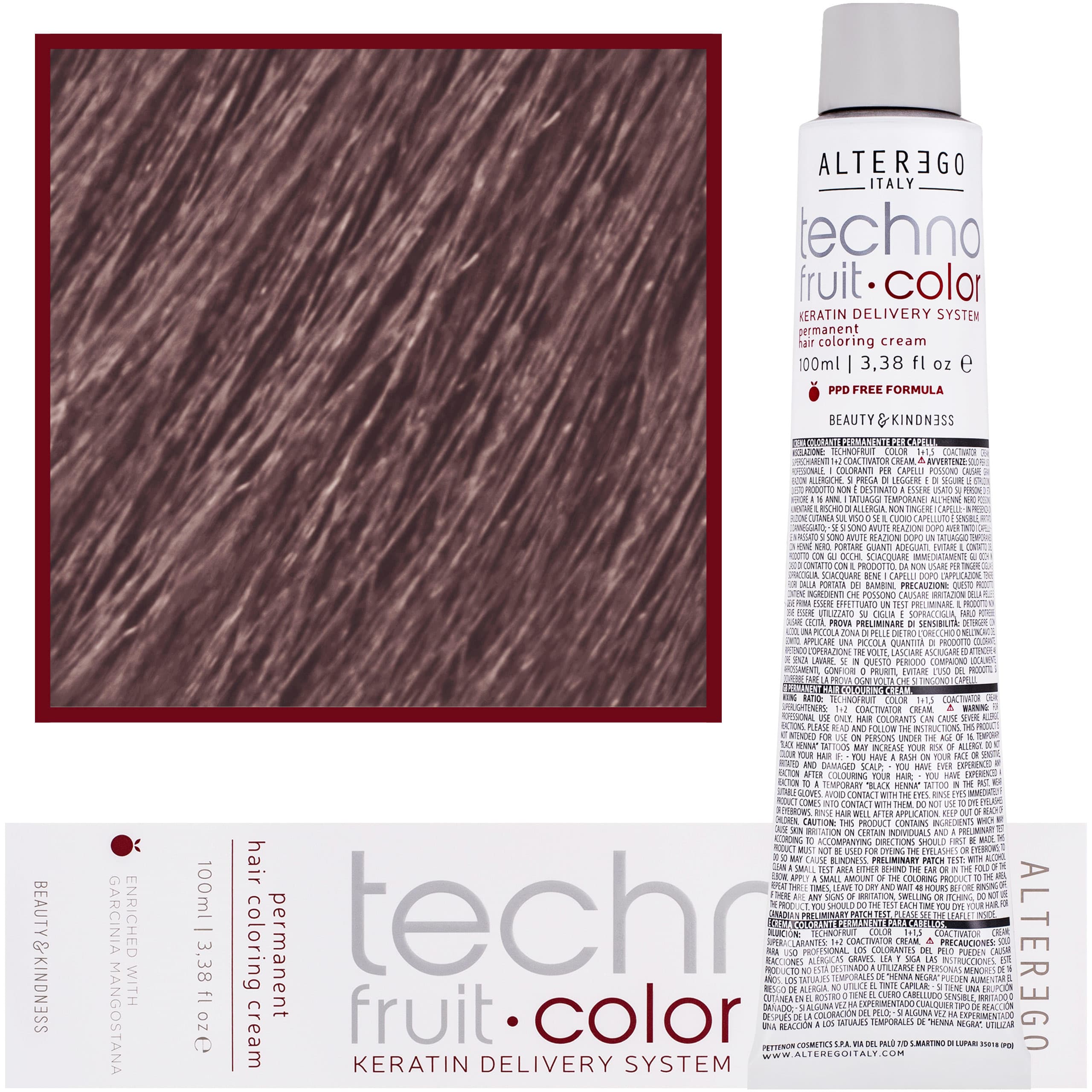 Technofruit Color - farba z keratyną do trwałej koloryzacji włosów, 8/27 | Jasny Blond Irys Brązowy